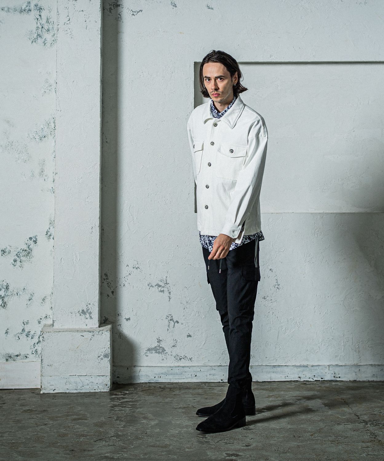 DENIM JERSEY OVER CPO / RC35-JK-002 / デニムジャージCPOジャケット / ホワイト