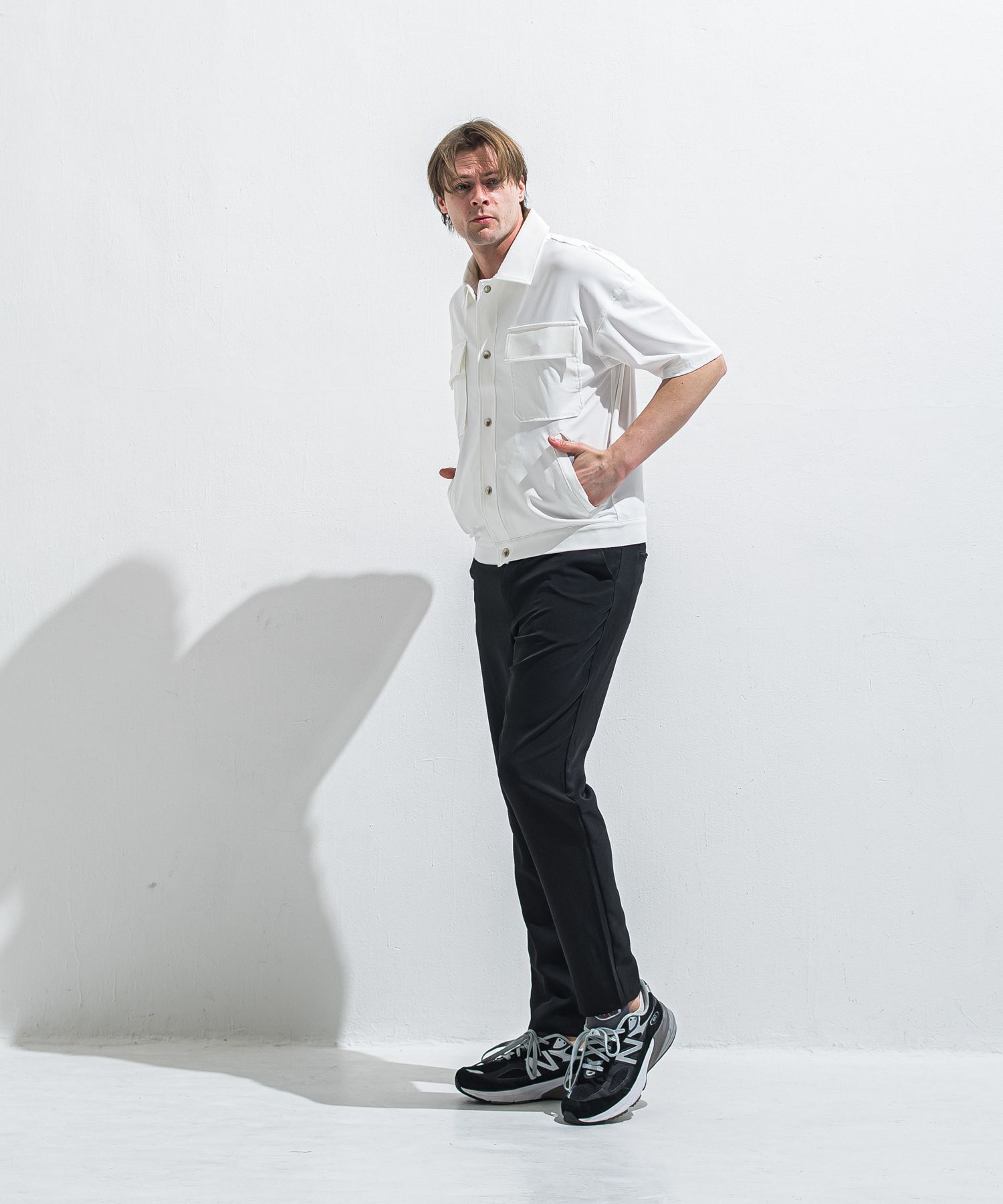 PAT WIDE EASY PANTS / RC40-ST-036BN / ワイドテーパードパンツ / ツイルブラック (4月中旬入荷予定)