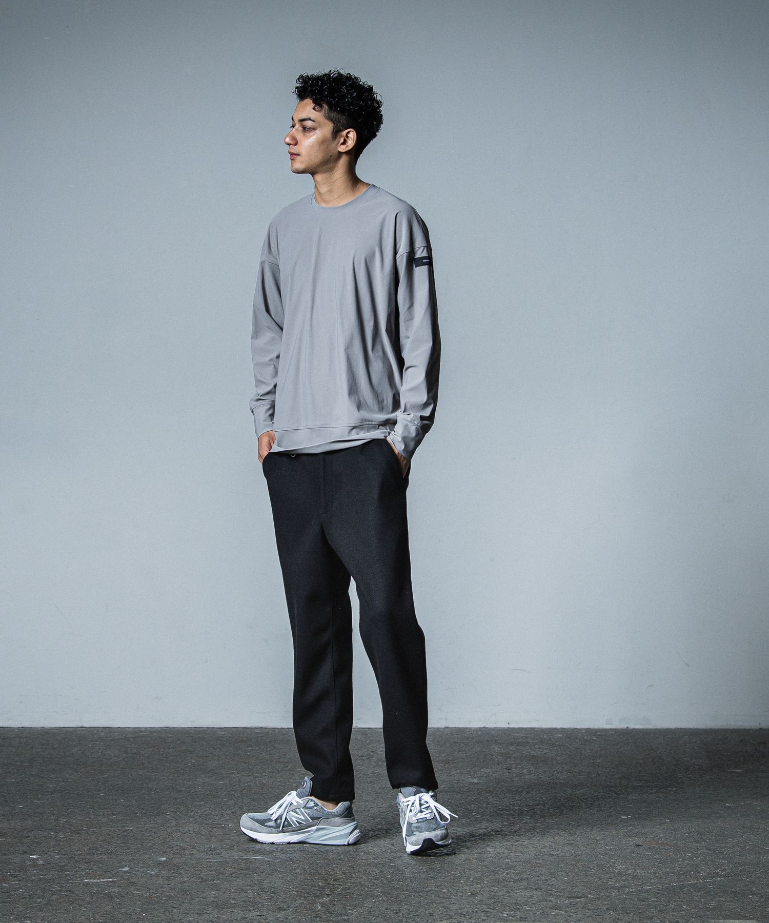 PAT WIDE EASY PANTS / RC33-ST-036BN / ワイドテーパードパンツ / ブラックメルトン