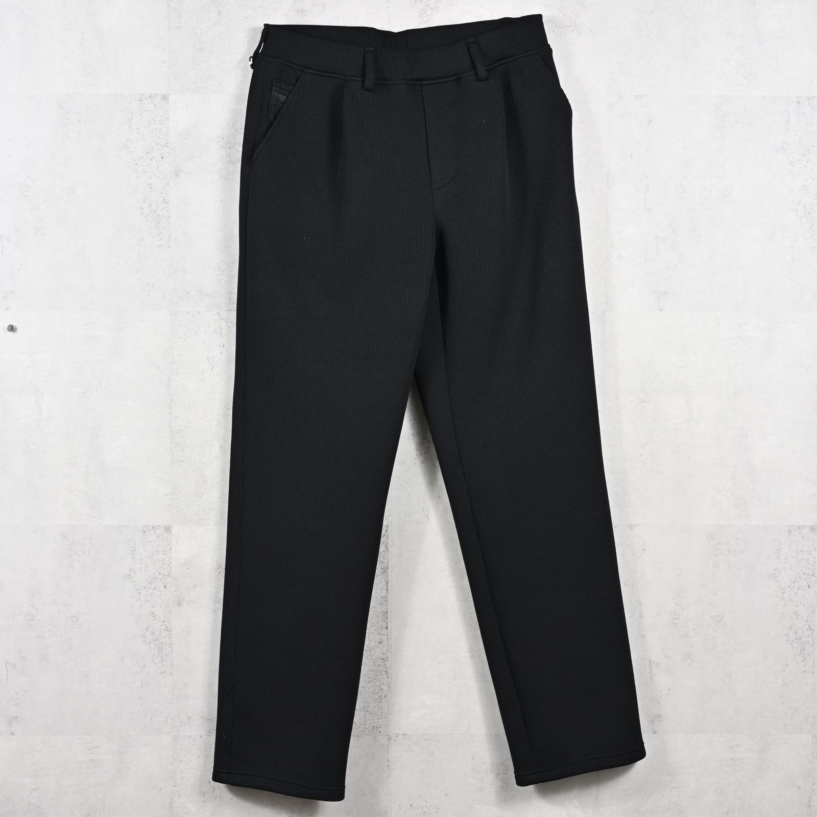 AZE WIDE TUCK PANTS / RC39-ST-016WT2 / 高機能畦編みニットワイドタックパンツ / ブラック (1月中旬入荷予定)