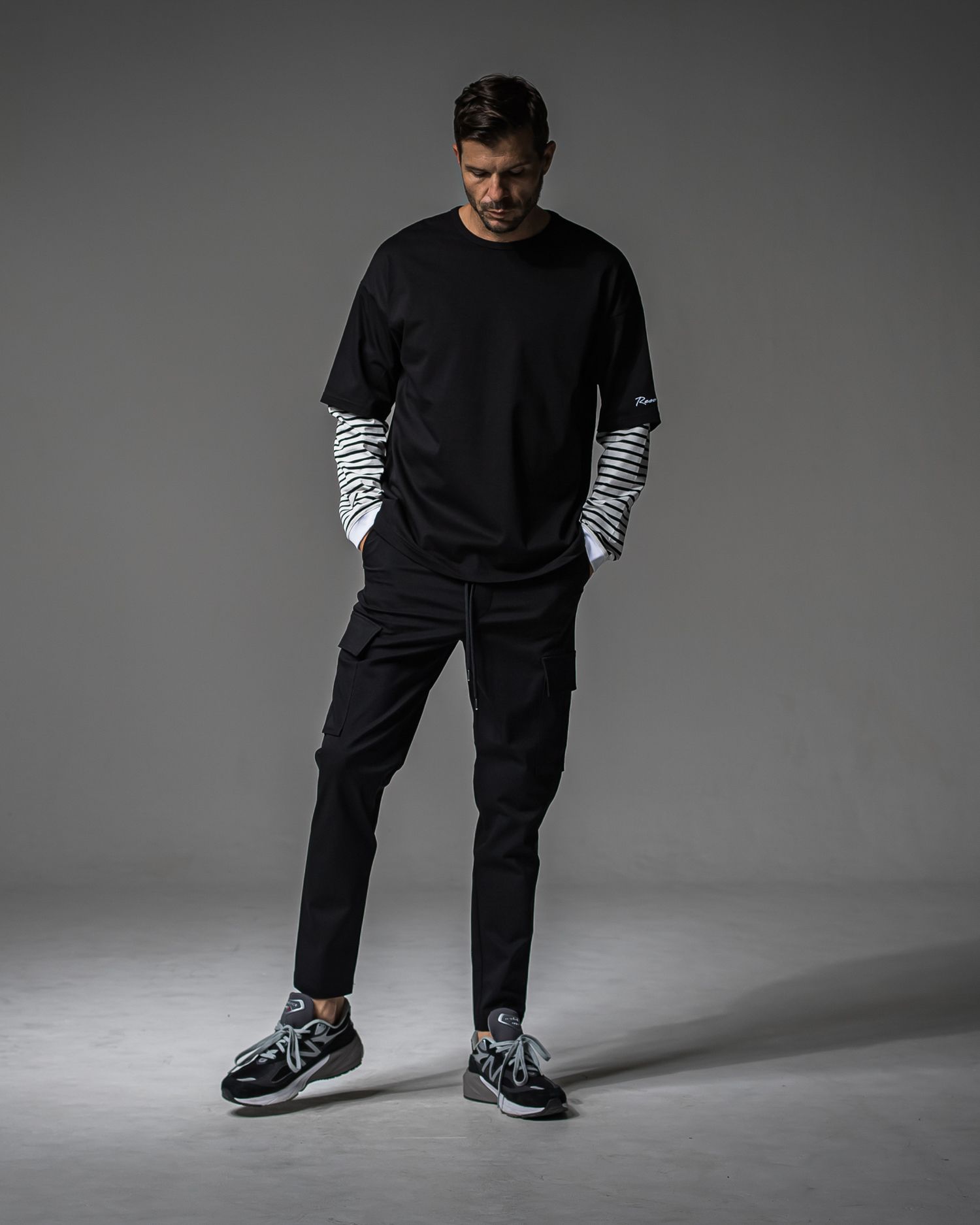 FAKE LAYERED LONG SLEEVE / RC37-T-004 / レイヤードロングスリーブTシャツ / ブラック×ボーダー