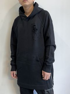 LONG HOODED P/O / RC9-C-003 / ダメージ加工ロングパーカー / ブラッククラッシュ
