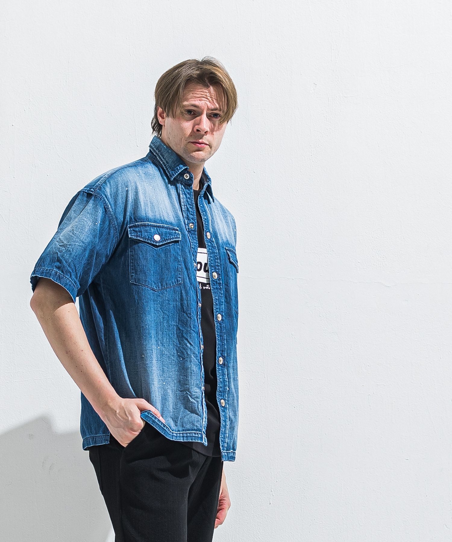HALF DENIM SHIRTS / RC40-SH-002 / デニム半袖シャツ / ダークインディゴ (6月上旬入荷予定)