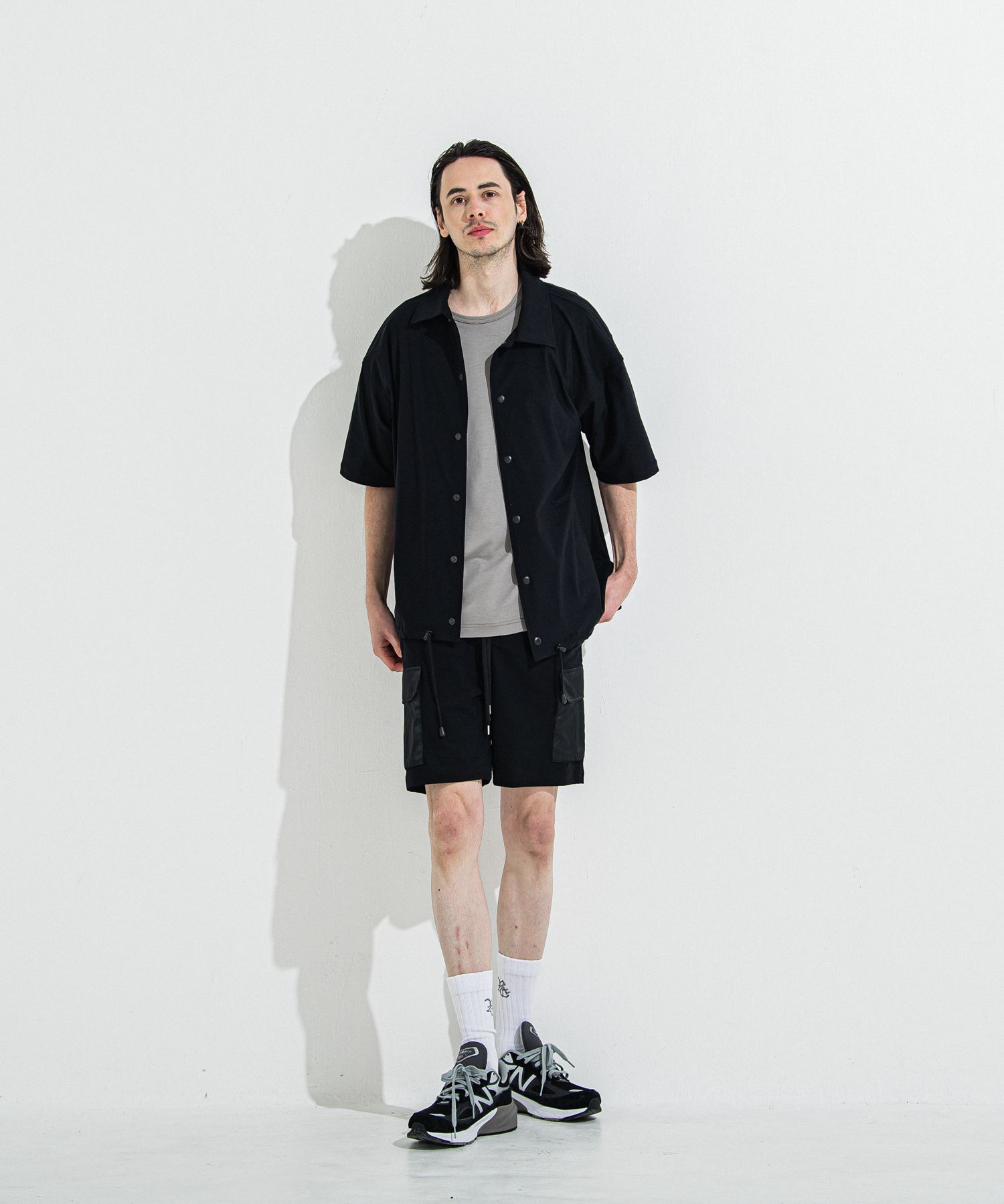 NYLON HALF COACH JACKET / RC36-C-002 / 半袖ナイロンコーチジャケット / ブラック