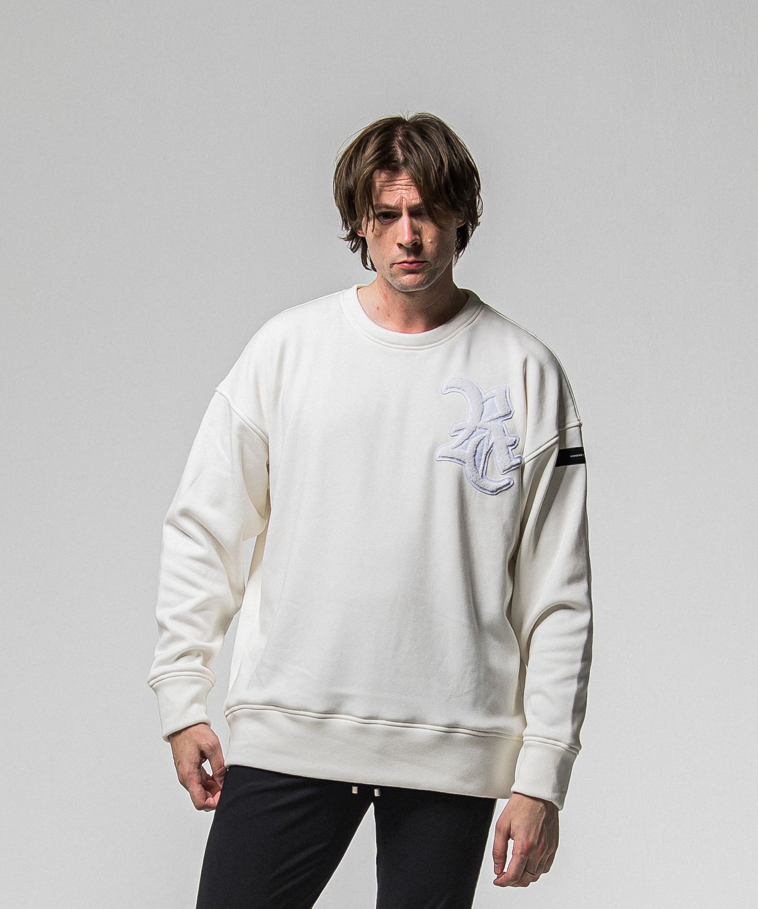 RC CHENILLE VELOURS FLEECE DROP TRAINER / RC38-C-004 / 裏起毛刺繍ワッペントレーナー / ホワイト (11月上旬入荷予定)
