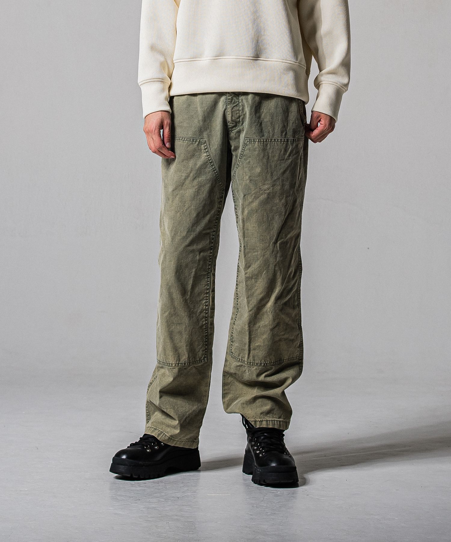 DOUBLE KNEE PT / RC39-ST-041 / ダブルニーワイドデニムパンツ / ダックカーキ (3月中旬入荷予定)