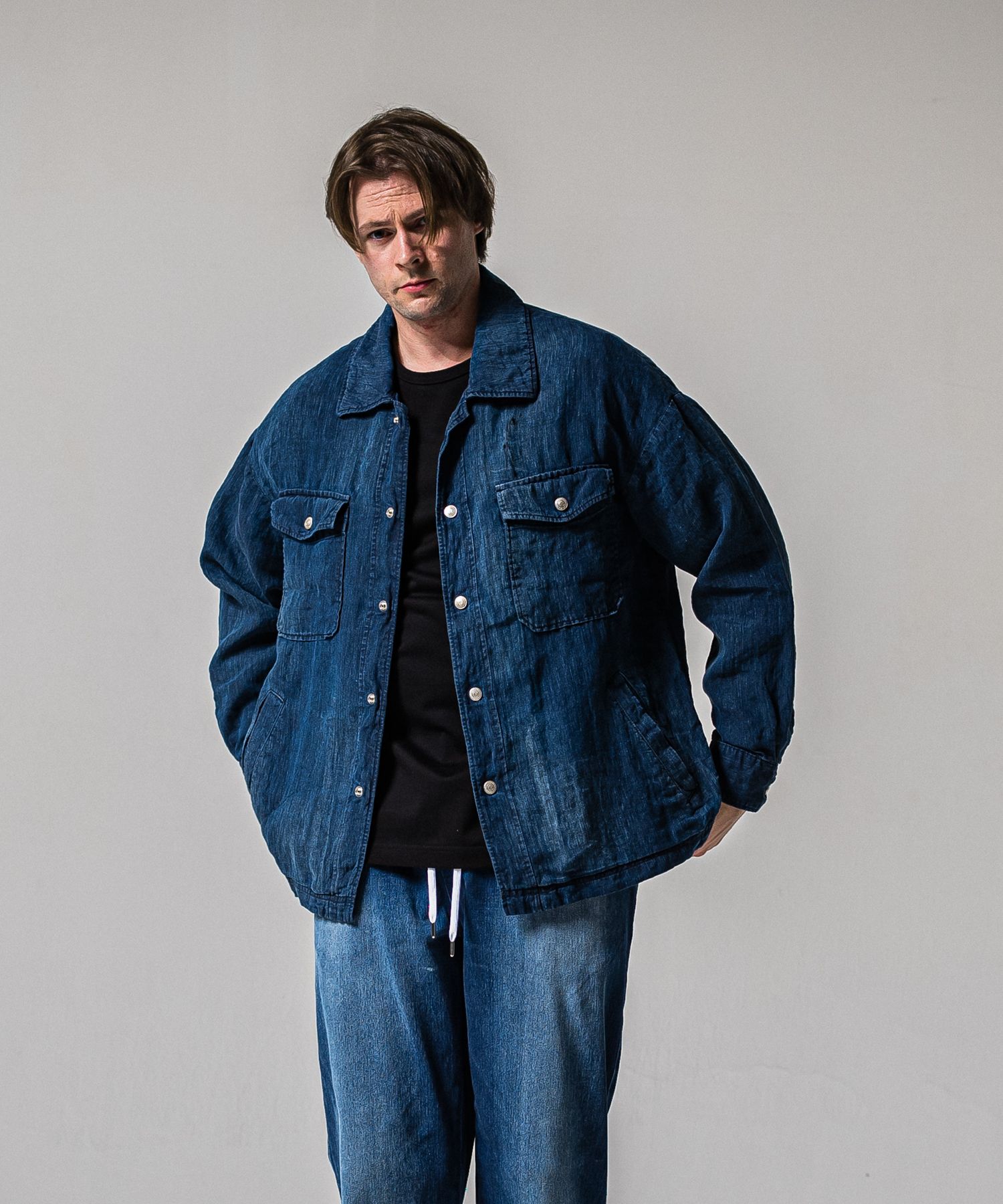 INDIGO LINEN JACK SHIRT / RC39-JK-007 / インディゴリネンシャツジャケット / ダークインディゴ (3月上旬入荷予定)