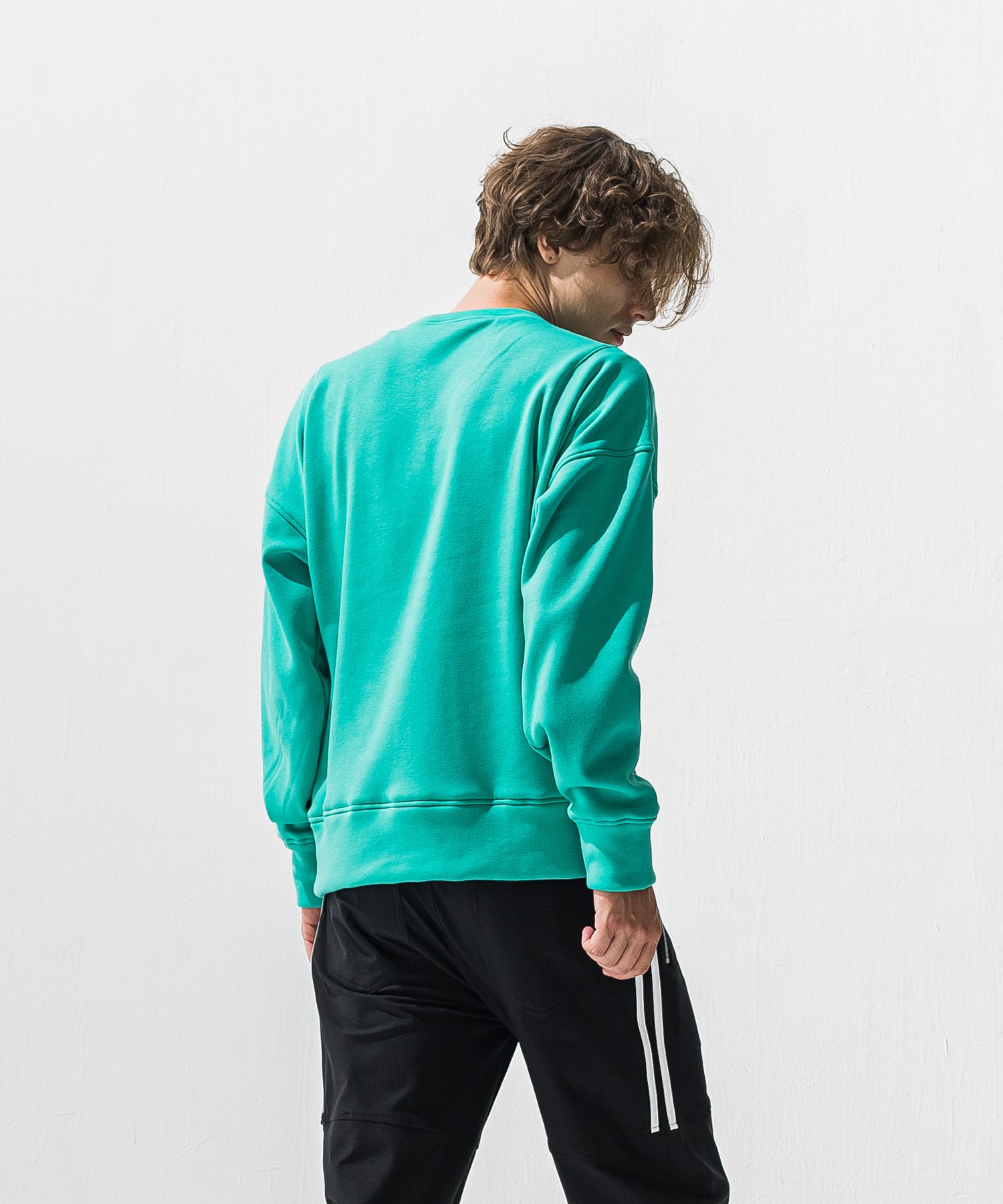 BOX VELOURS FLEECE DROP TRAINER / RC42-C-007 / 裏起毛ボックスロゴトレーナー / ブルーグリーン (11月上旬入荷予定)