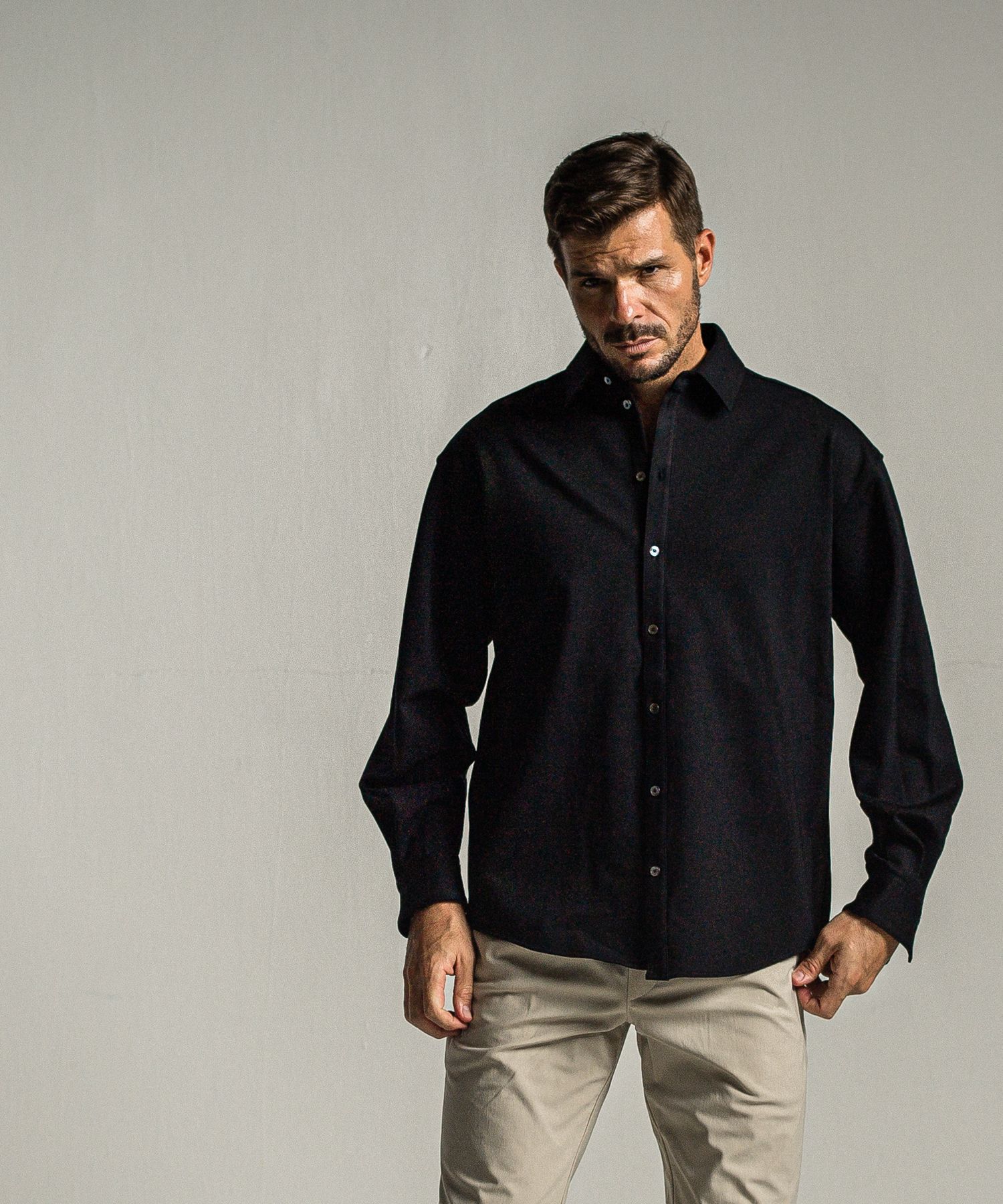 JERSEY JACK SHIRT / RC34-SH-001 / 裏起毛オーバーサイズシャツ / ブラック