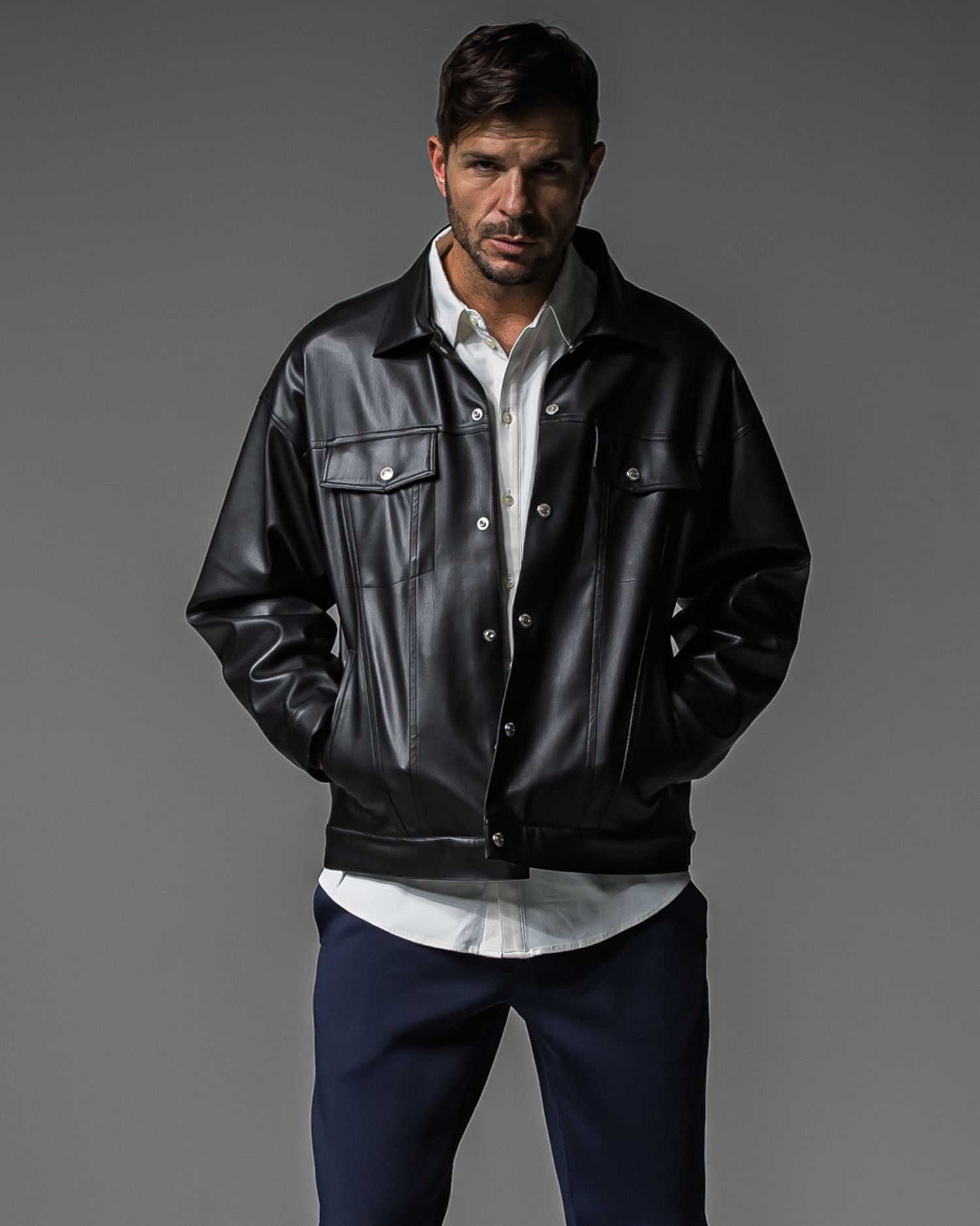 LEATHER OVER 3RD G / RC37-JK-006 / エコレザー3RD型Gジャン / ブラック (9月下旬入荷予定)