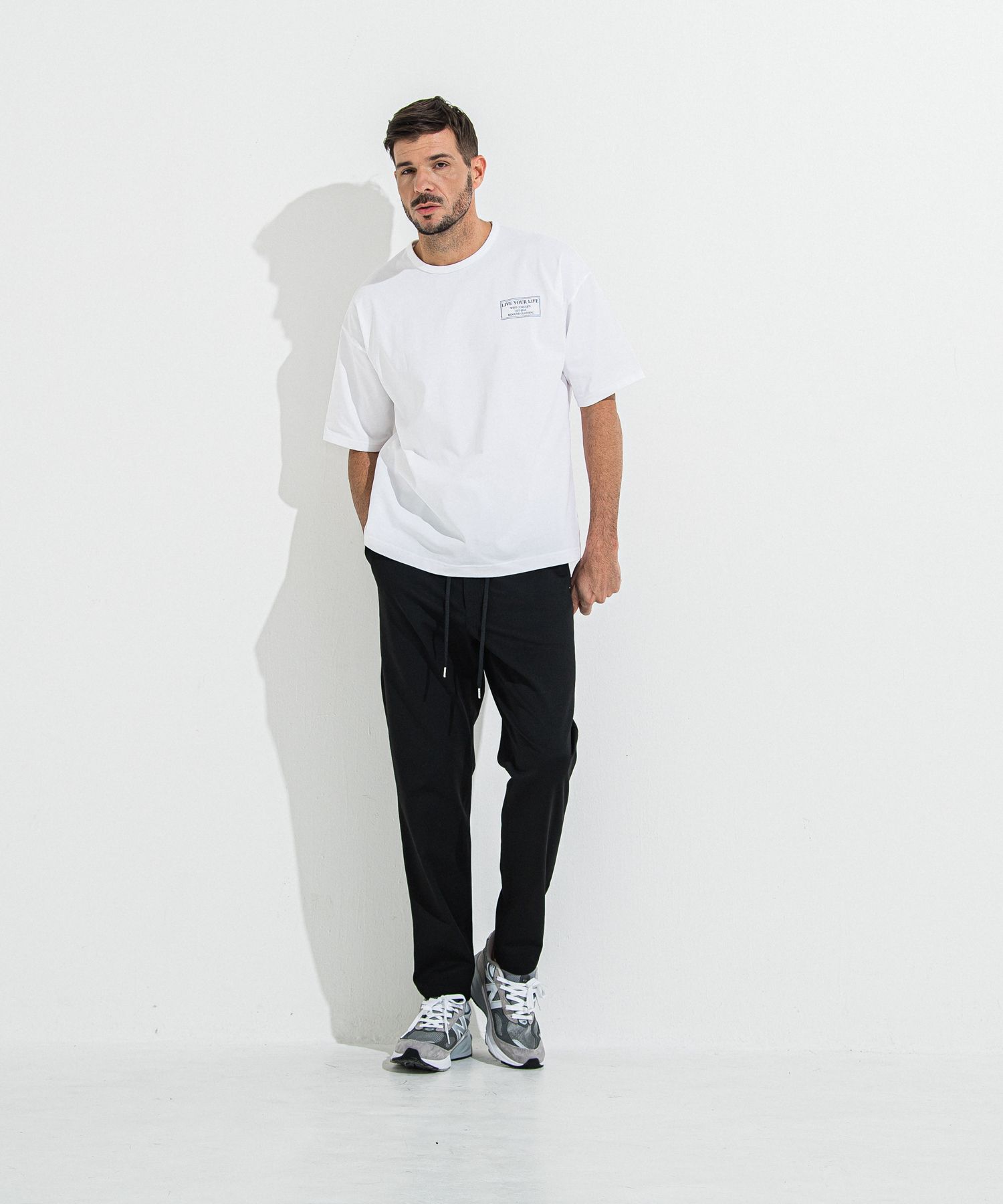 PAT WIDE EASY PANTS / RC36-ST-036BN / ワイドテーパードパンツ / ブラック