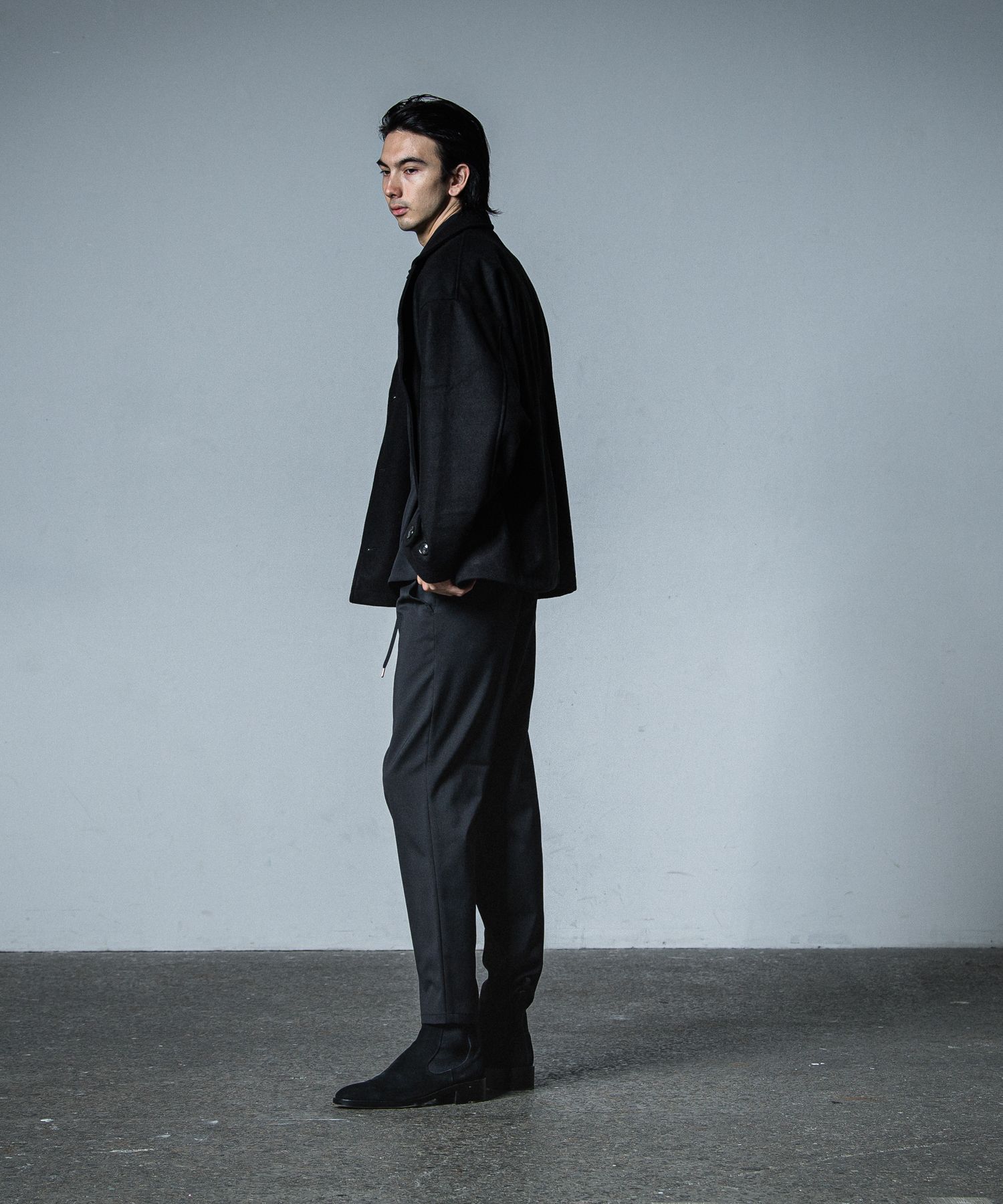 PAT WIDE EASY PANTS / RC33-ST-036BN / ワイドテーパードパンツ / ブラック