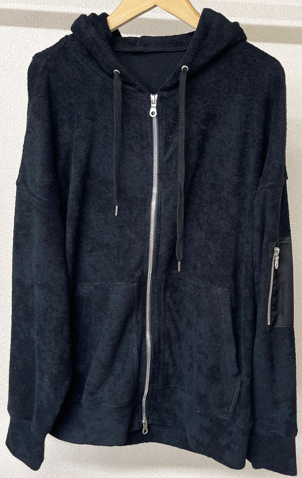 WEST PILE ZIP LOOSE HOODIE / RC27-C-008 / パイルジップパーカー / ブラック