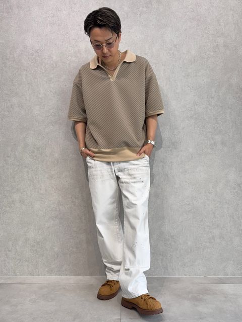 DELAYスキッパーポロ×RESOUNDダブルニーデニムコーデ