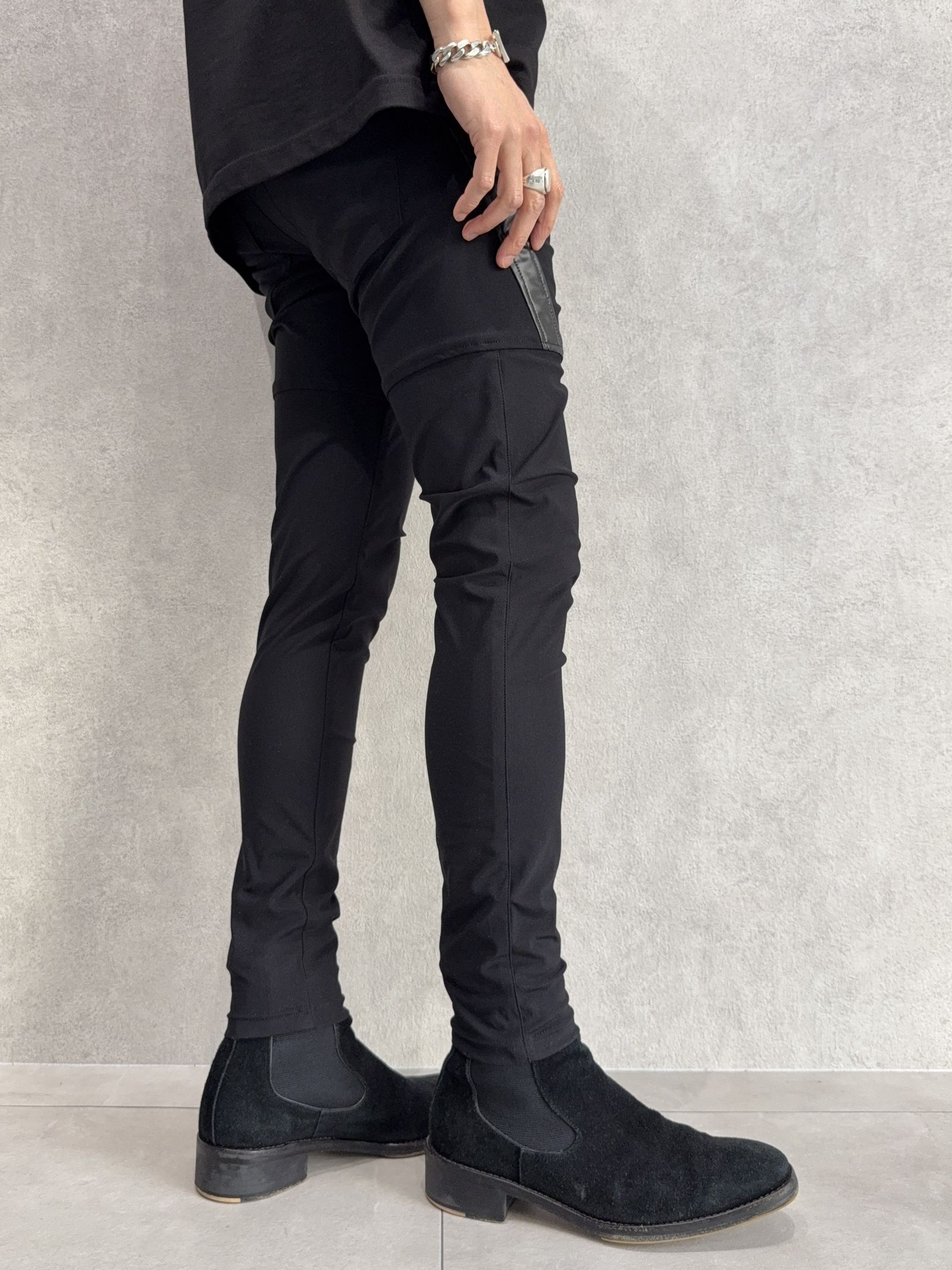 TYLER NYLON PANTS / RC40-ST-026 / レザーラインナイロンパンツ / ブラック