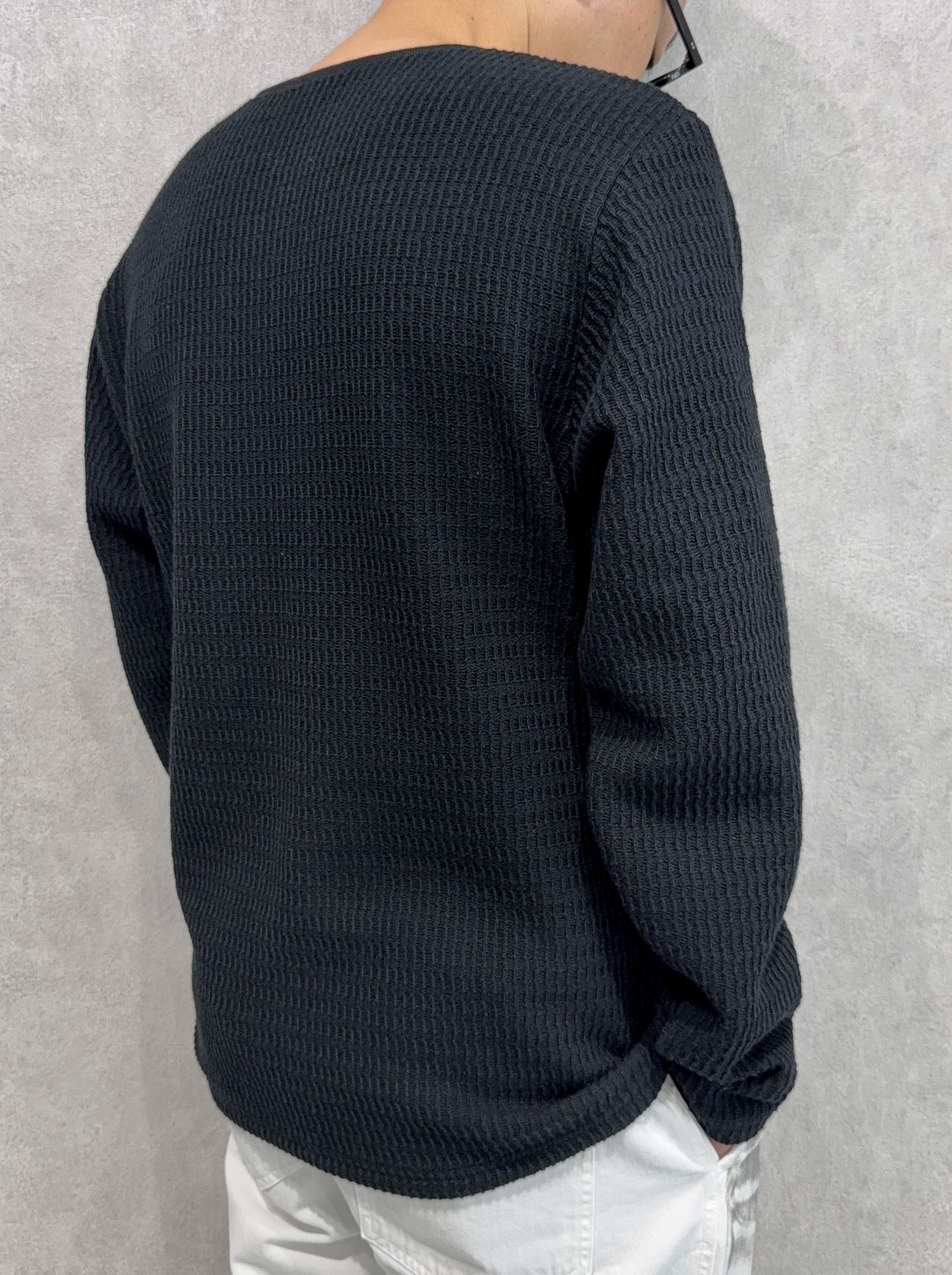 KNT HENRY / RC41-C-001 / コットンニットヘンリーネックロングTシャツ / ブラック