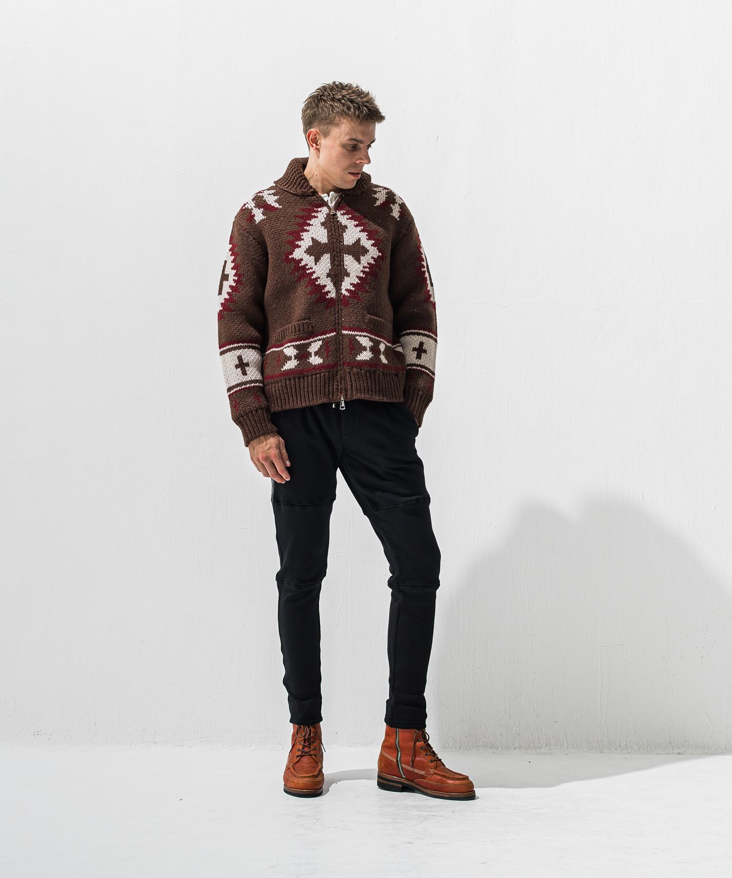 VELOURS FLEECE JT PT / RC42-ST-045 / 裏起毛切り替えラインタックパンツ / ブラック (11月中旬入荷予定)
