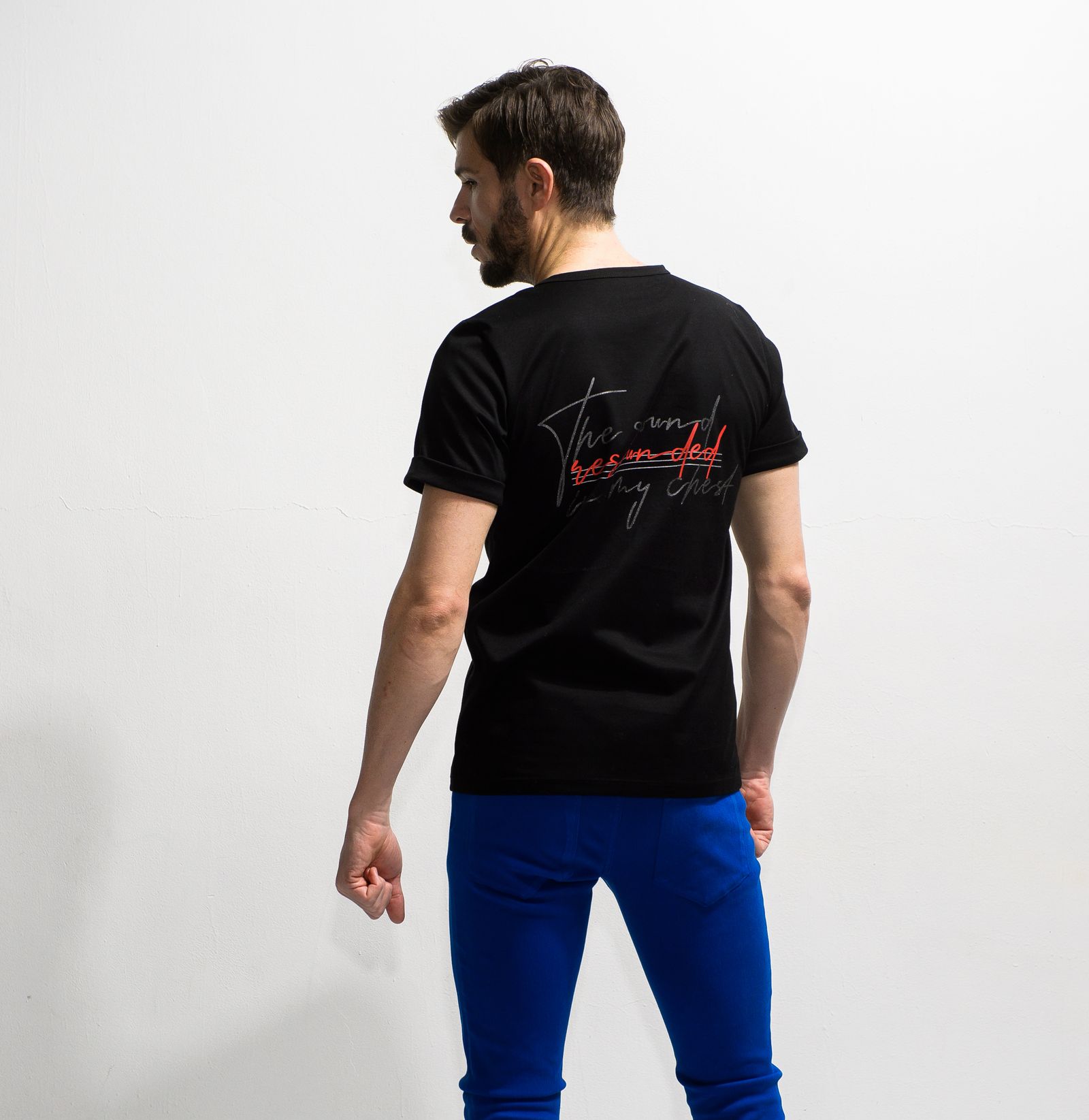 MESSAGE CHEST ROLL UP JERSEY TEE / RC20-T-003 / バックプリントTシャツ ※