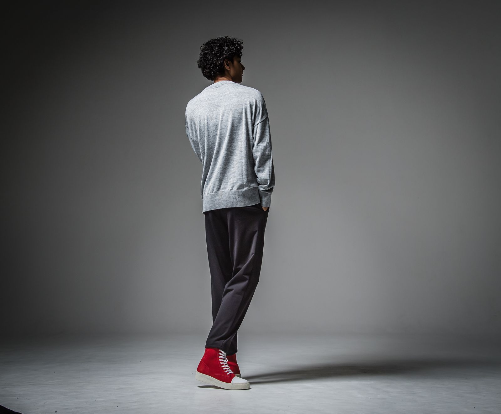 PAT WIDE EASY PANTS / RC30-ST-036H / ベルト付き裏起毛テーパードワイドパンツ / ブラック
