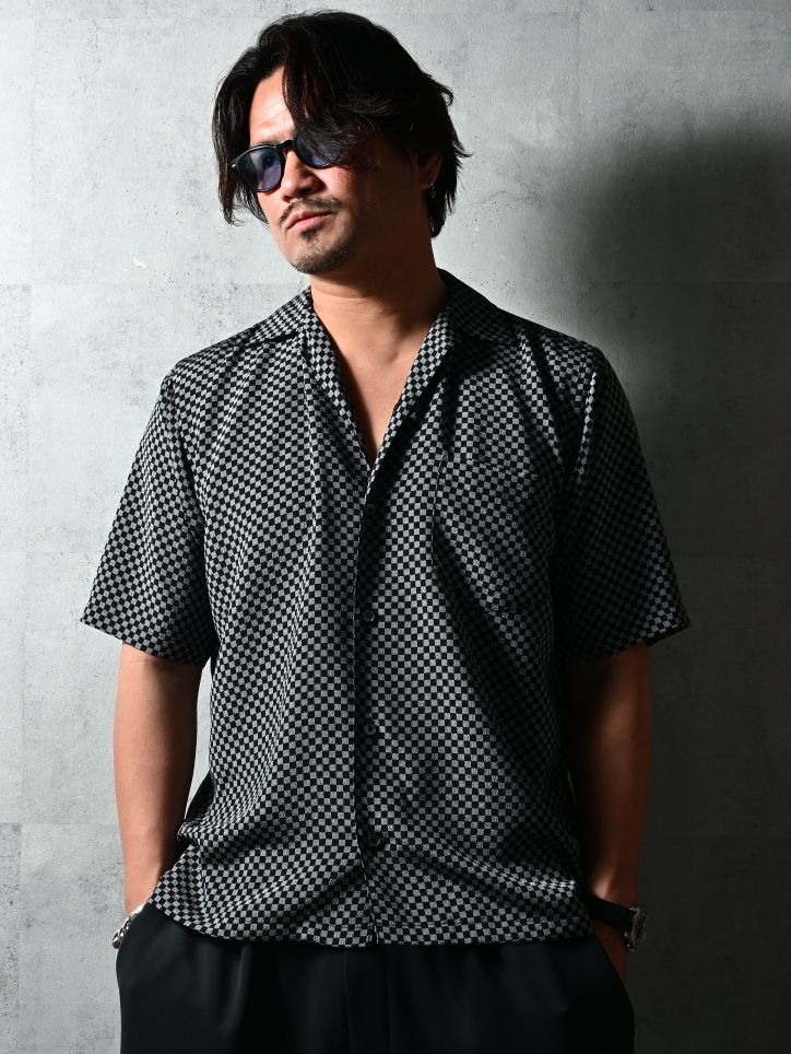 ICHIMATU SHIRTS / DP1-SH-003 / 市松模様半袖シャツ / ブラック×グレー (3月中旬入荷予定)