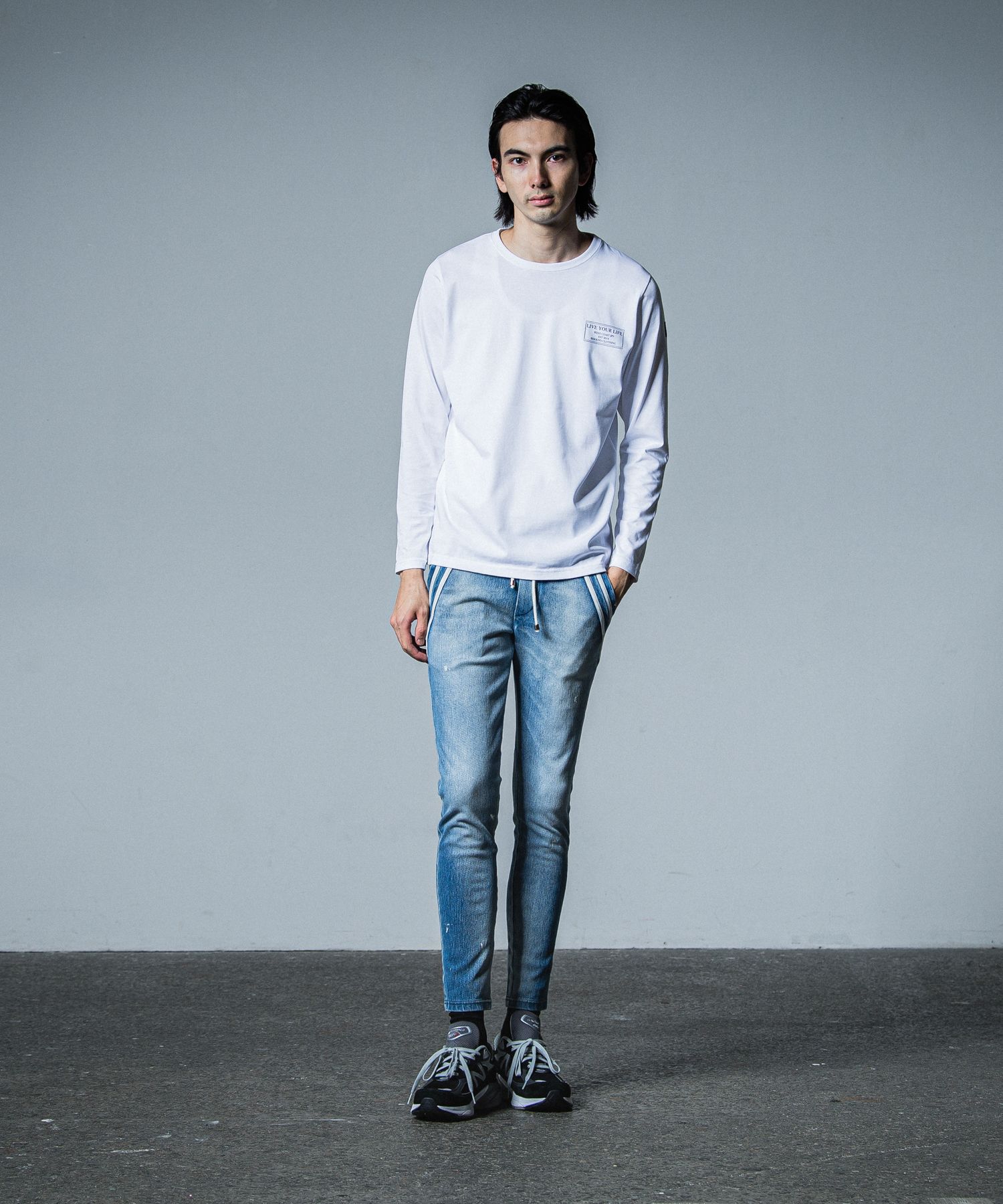 CREW LONG SLEEVE TEE / RC33-T-002 / バックプリント長袖Tシャツ / ホワイト