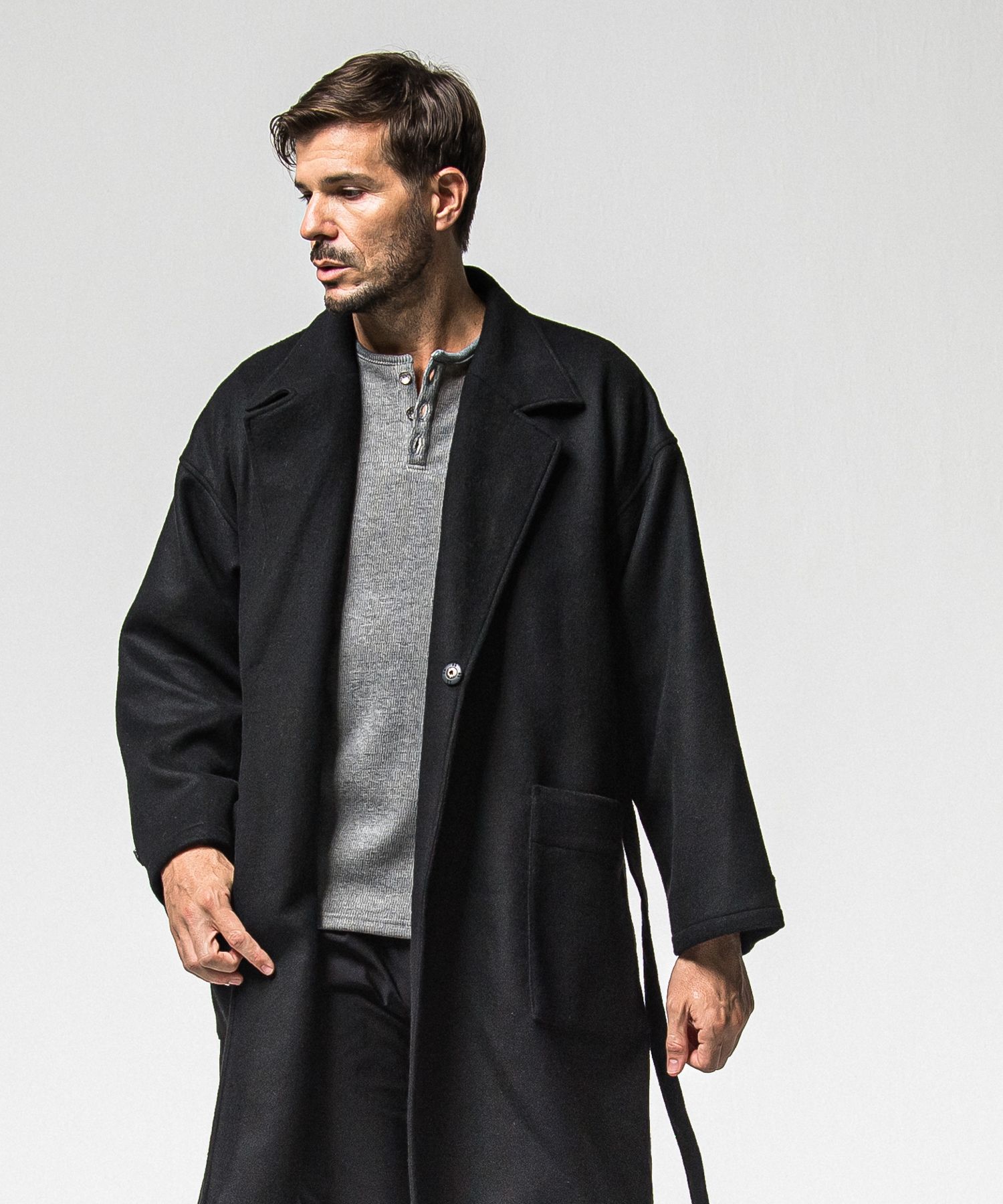 GOWN OVER COAT / RC38-JK-004 / オーバーサイズガウンコート / ブラック (11月上旬入荷予定)