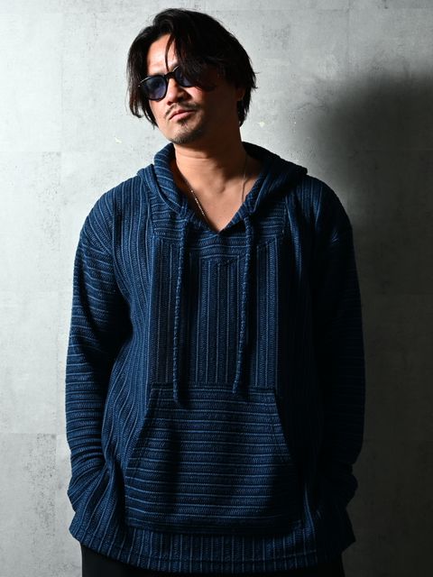 RUSSEL MEXICAN HOODIE / DP1-C-003 / ラッセル織りメキシカンパーカー / ネイビー (3月上旬入荷予定)