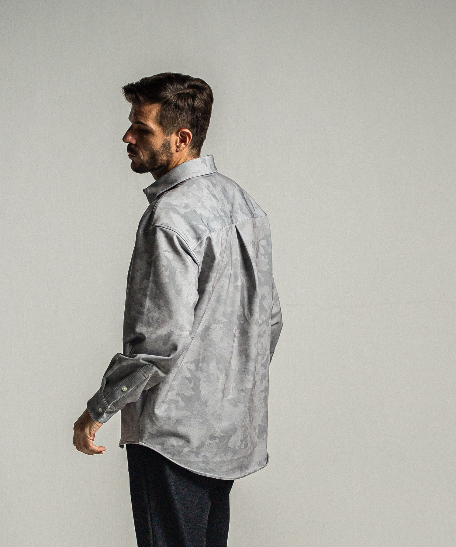 JERSEY JACK SHIRT / RC34-SH-001 / 裏起毛オーバーサイズシャツ / グレーカモフラ