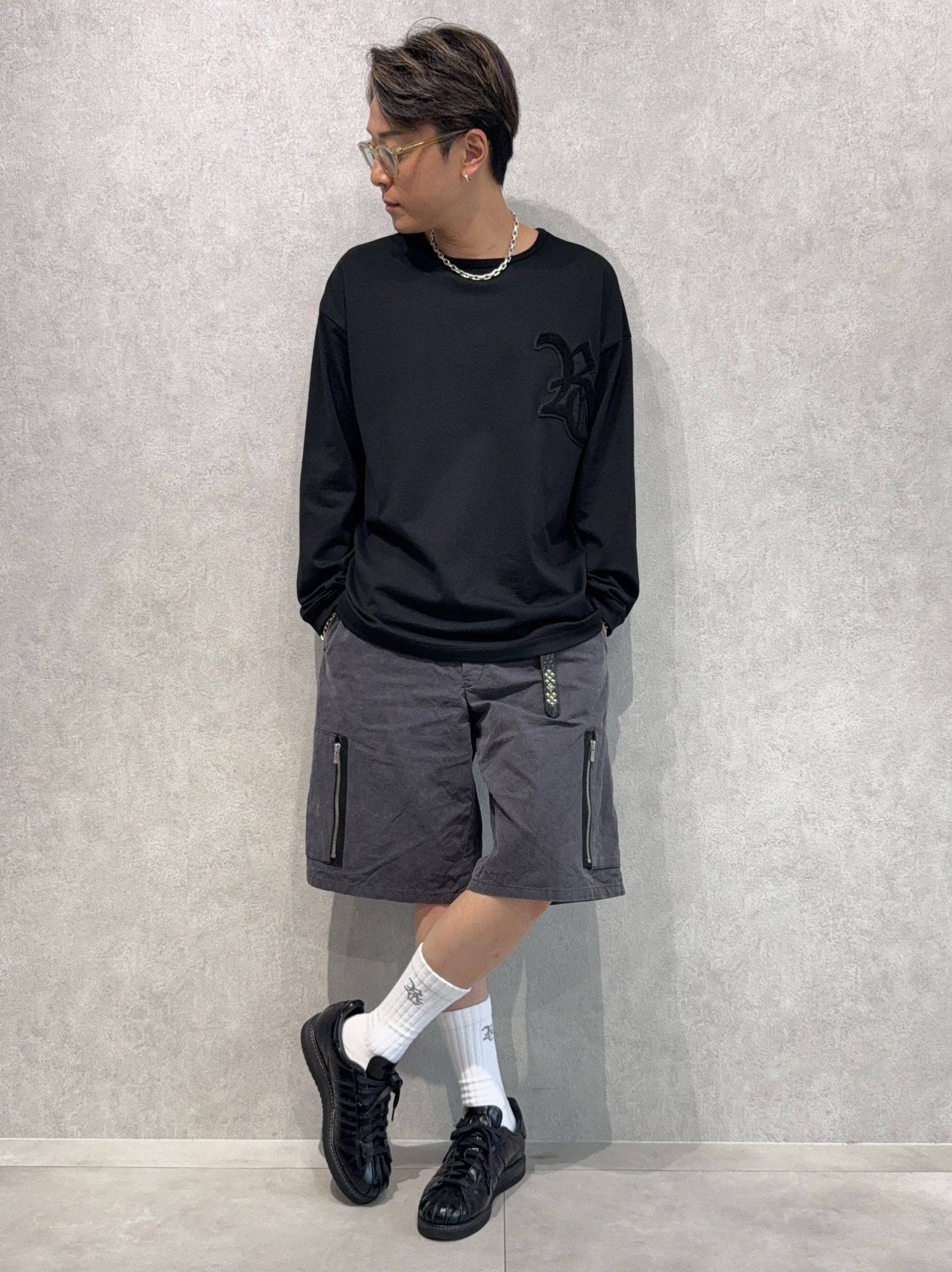 新作RC刺繍ロンTEE×ミリタリーカーゴハーフパンツ