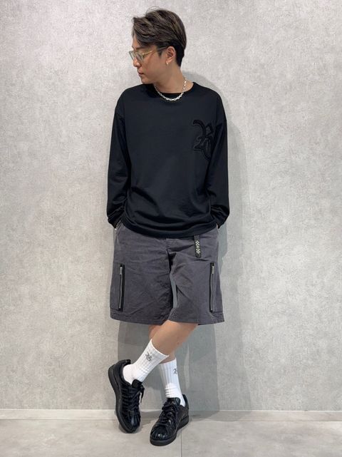 新作RC刺繍ロンTEE×ミリタリーカーゴハーフパンツ