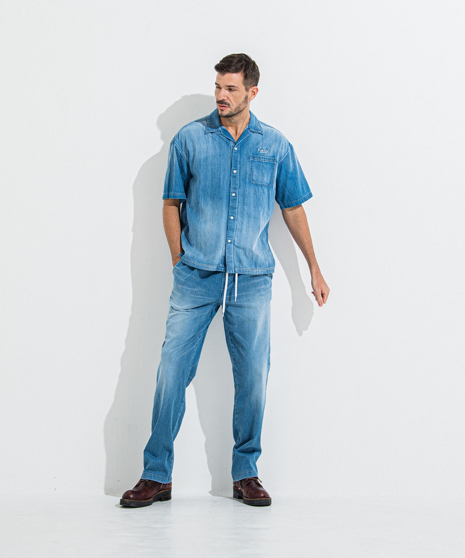 DENIM JERSEY WIDE PT / RC36-ST-016WTD / ライトオンスデニムジャージワイドパンツ / ライトインディゴ