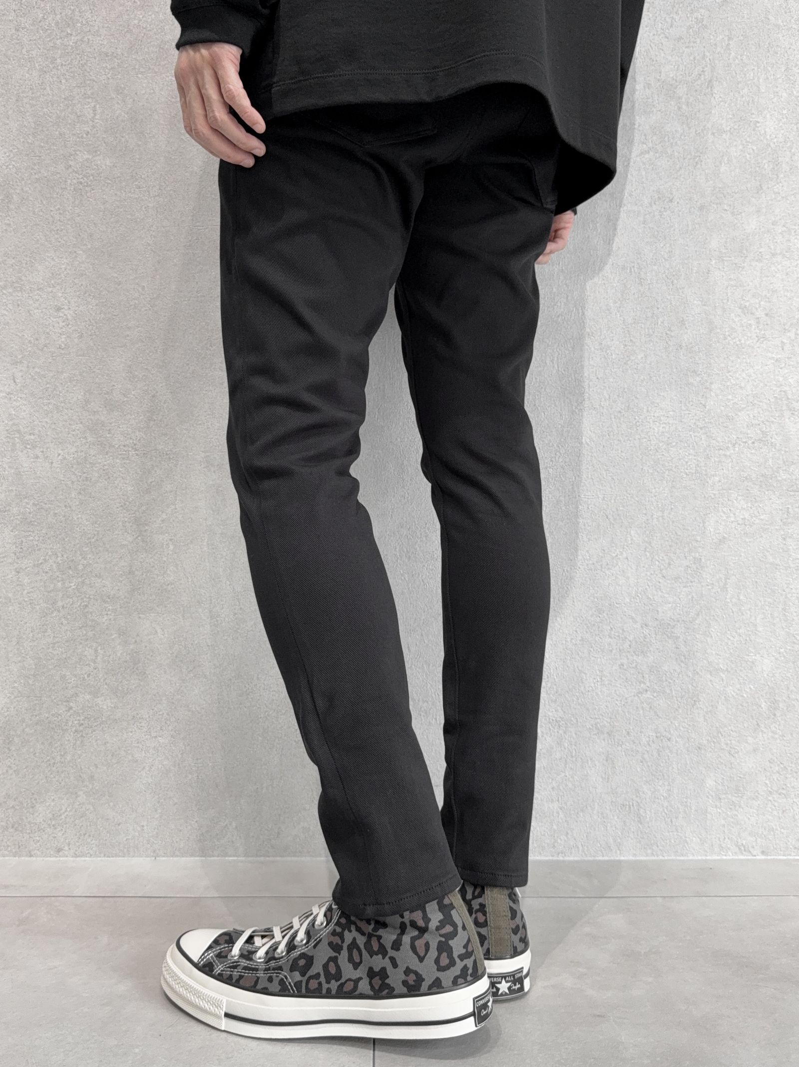 MICK DENIM JERSEY / BASIC-ST-020 / デニムジャージテーパードパンツ / ブラック