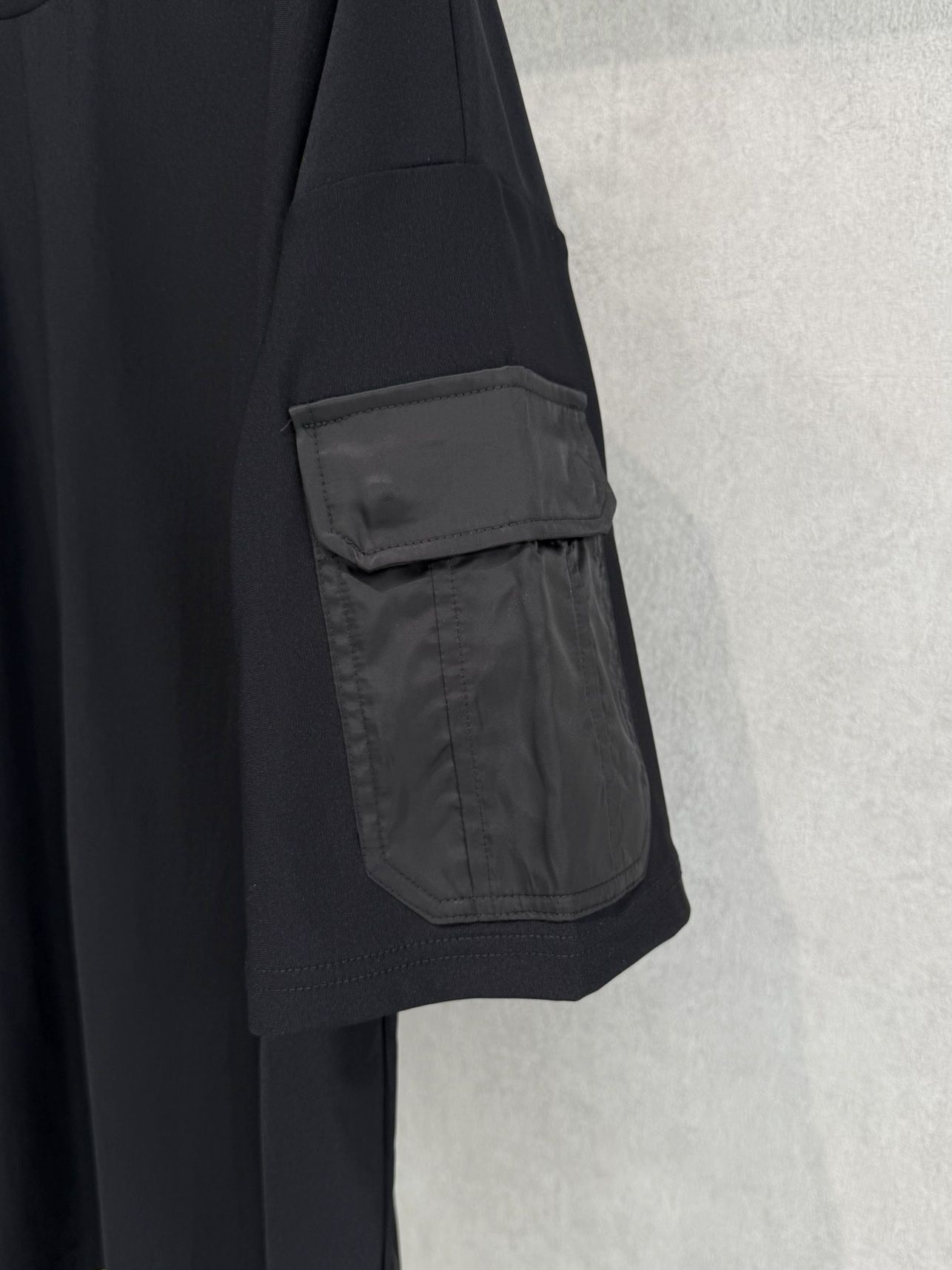 MILITARY NYLON OVER TEE / RC40-T-008 / ナイロンポケットビッグTシャツ / ブラック