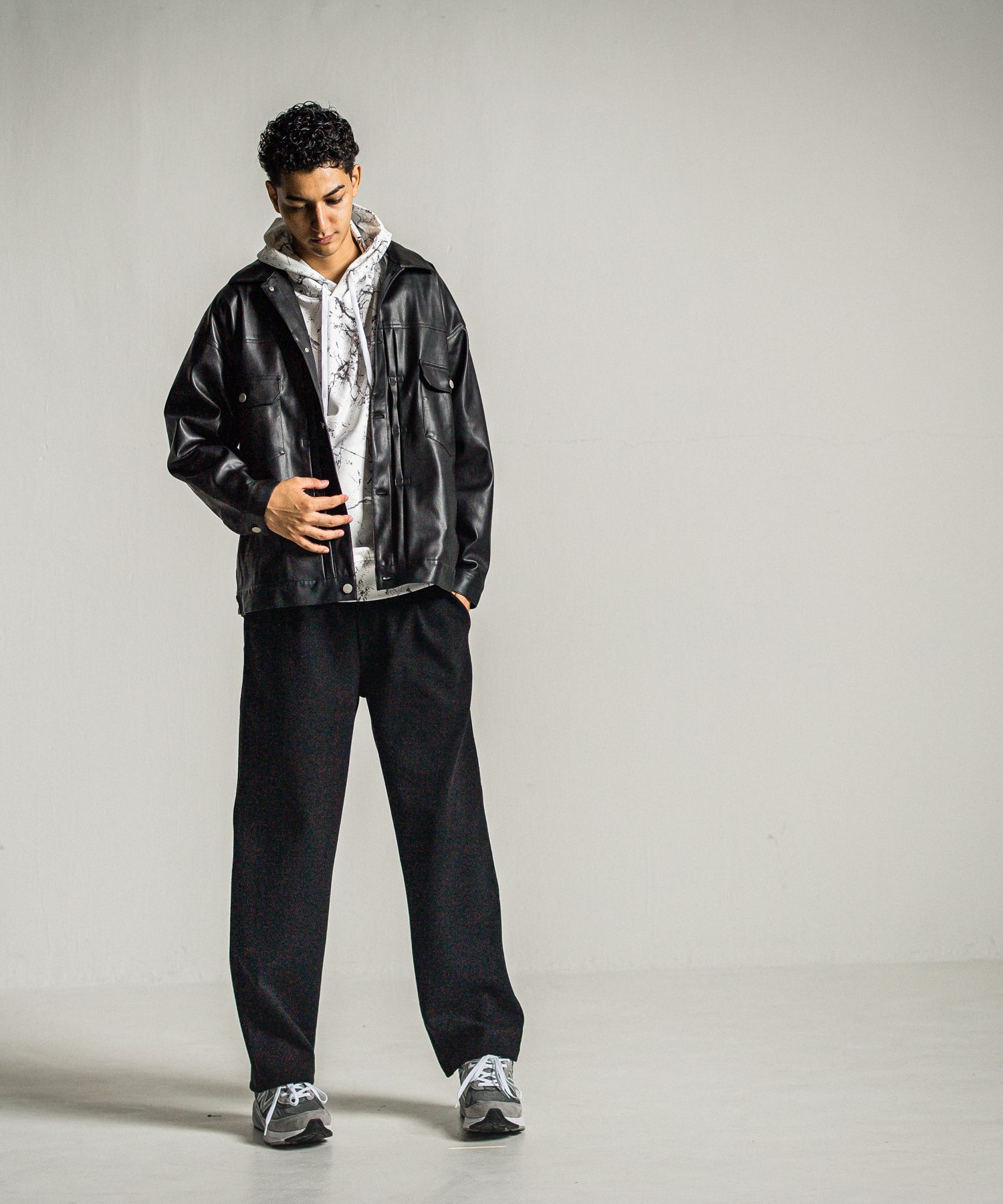 MELTON WIDE TUCK PANTS / RC34-ST-016WT / メルトンワイドタックパンツ / ブラック