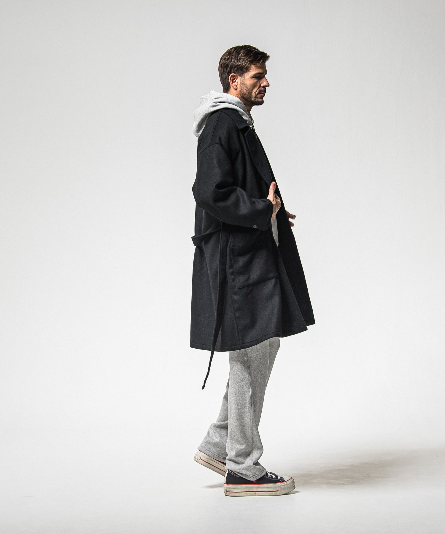 VELOURS FLEECE WIDE TUCK PANTS / RC38-ST-016HWT / 裏起毛スウェットワイドタックパンツ / グレー (11月中旬入荷予定)