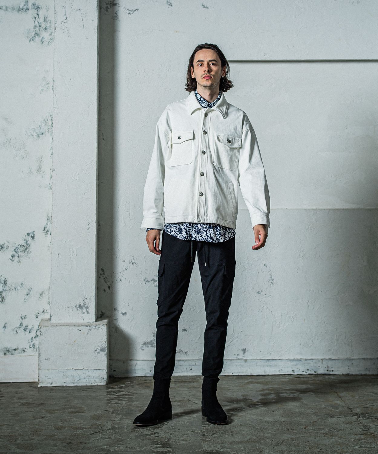 DENIM JERSEY OVER CPO / RC35-JK-002 / デニムジャージCPOジャケット / ホワイト