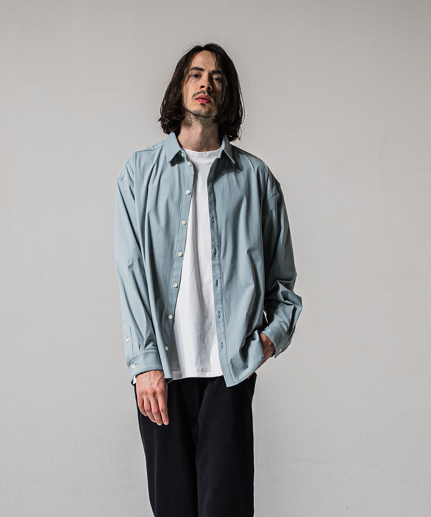 NYLON JACK SHIRTS / RC39-SH-001 / オーバーサイズナイロンシャツ / アクア (2月上旬入荷予定)