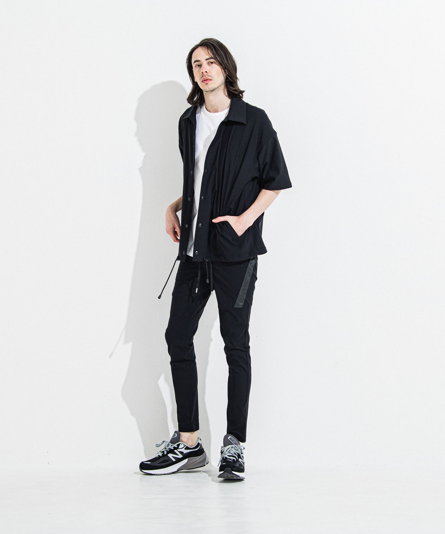 NYLON HALF COACH JACKET / RC36-C-002 / 半袖ナイロンコーチジャケット / ブラック