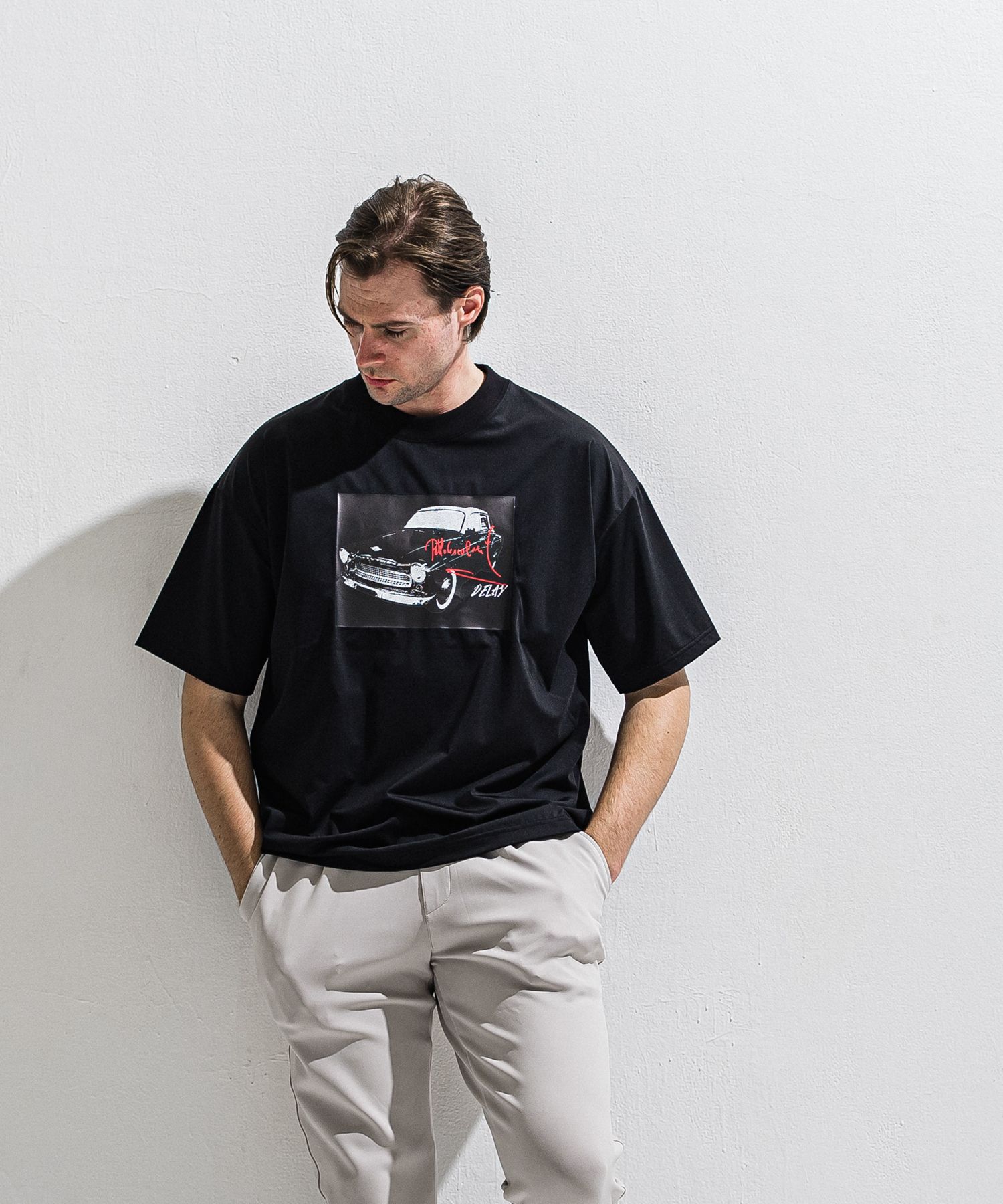 CAR OVER NYLON T / DP1-T-004 / カープリントナイロンビッグTシャツ / ブラック (4月上旬入荷予定)