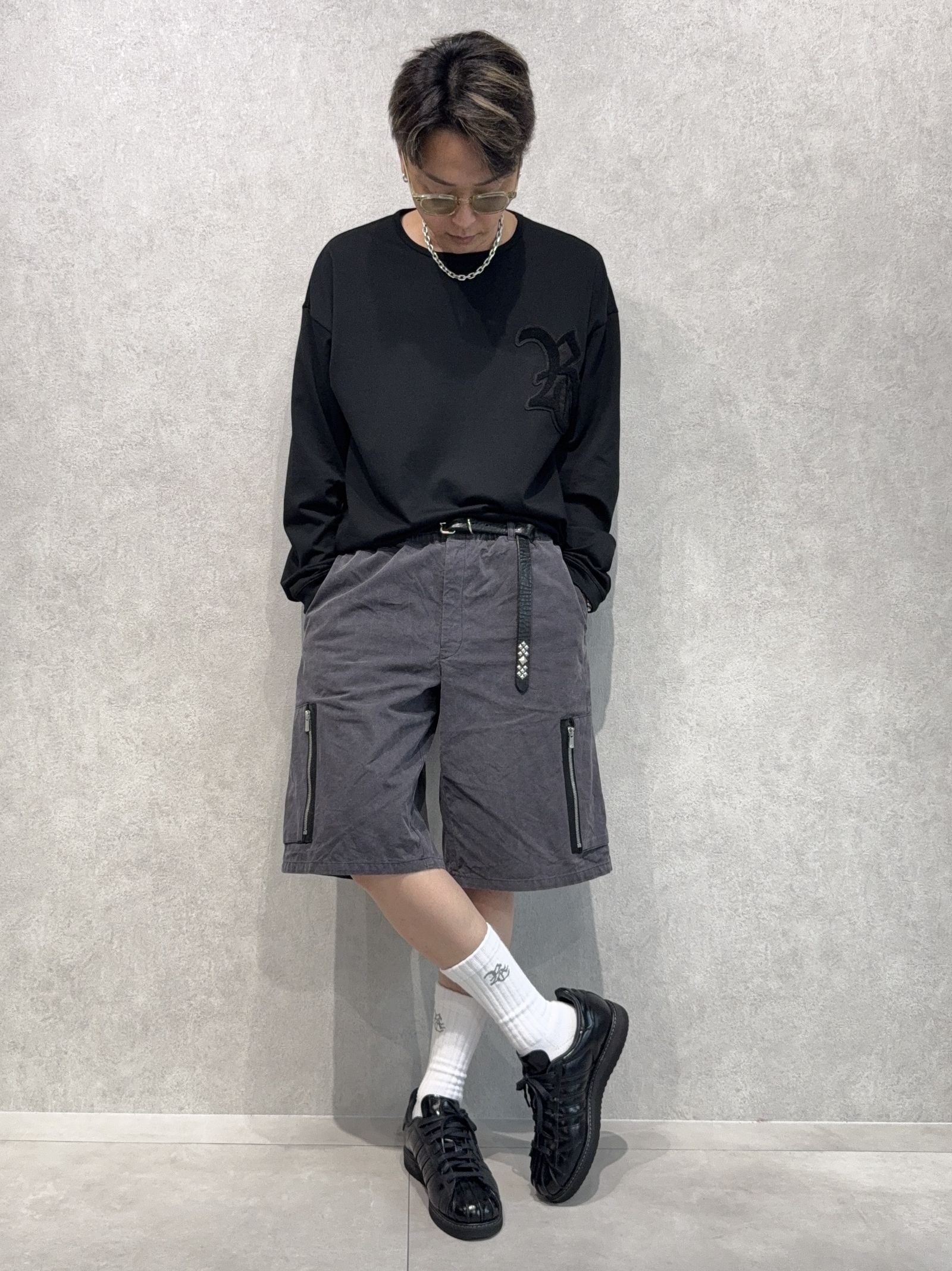 新作RC刺繍ロンTEE×ミリタリーカーゴハーフパンツ