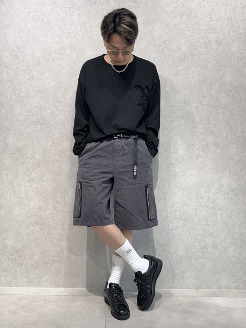 新作RC刺繍ロンTEE×ミリタリーカーゴハーフパンツ