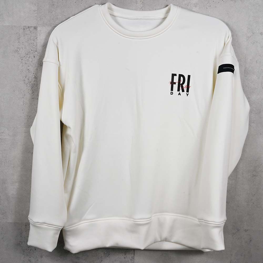 【FRIDAYコラボ】 FRIDAY STANDARD LOGO VELOURS FLEECE TRAINER / RCF1-C-004 / 裏起毛FRIDAYスタンダードロゴトレーナー / ホワイト (11月上旬入荷予定)