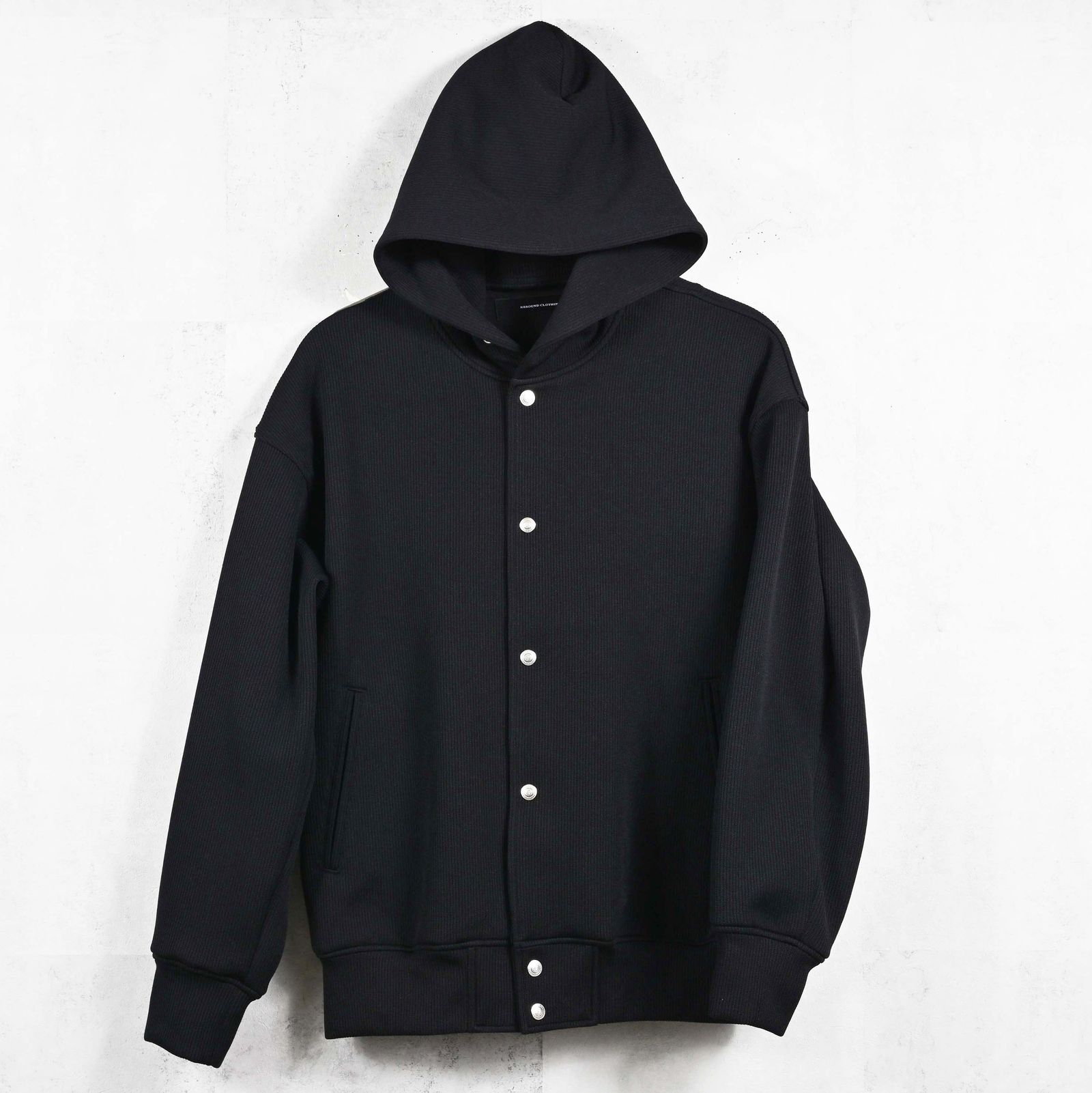AZE VARSITY HOODIE / RC39-C-006 / 高機能畦編みニットトレーナー / ブラック (1月中旬入荷予定)