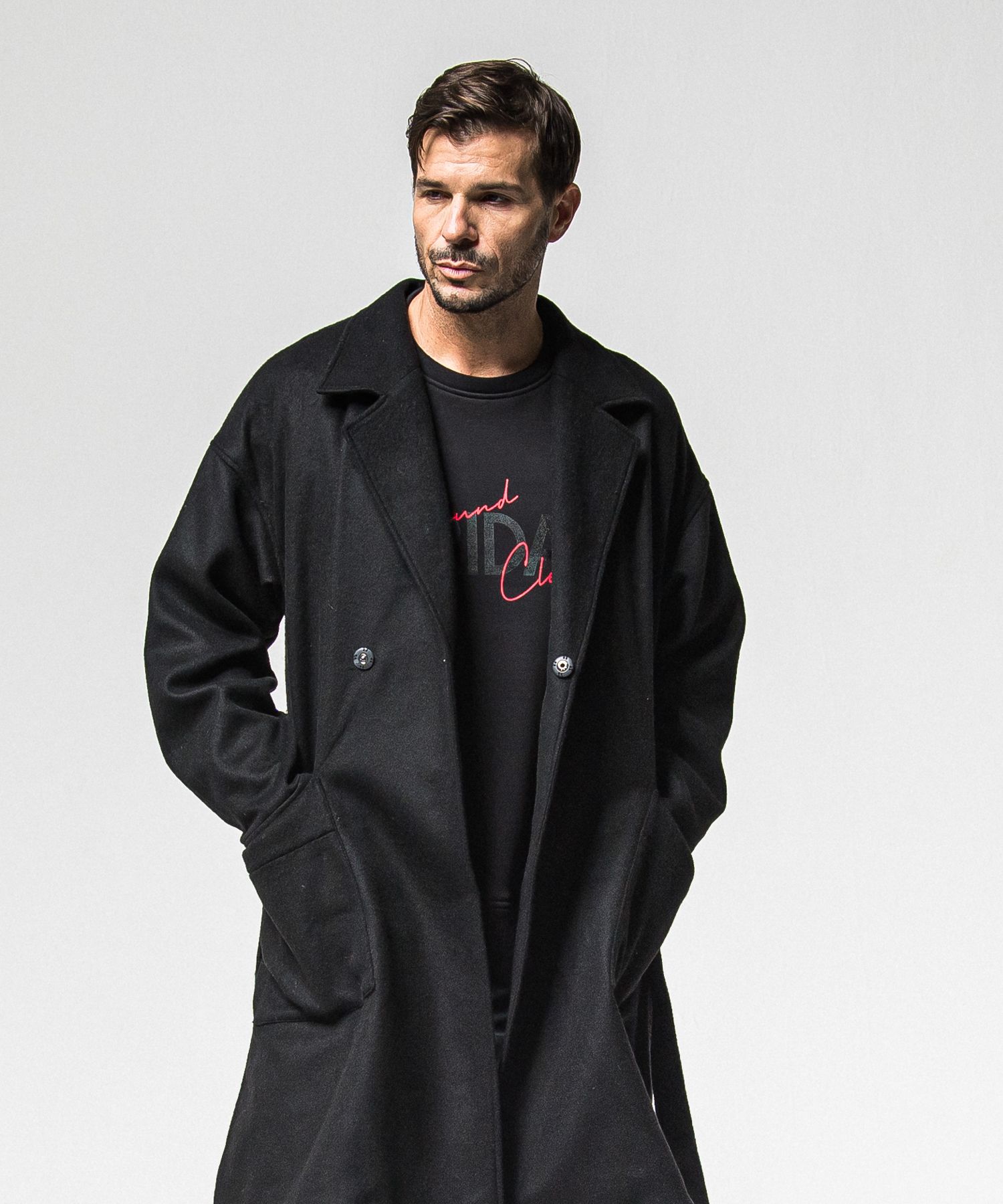 GOWN OVER COAT / RC38-JK-004 / オーバーサイズガウンコート / ブラック (11月上旬入荷予定)
