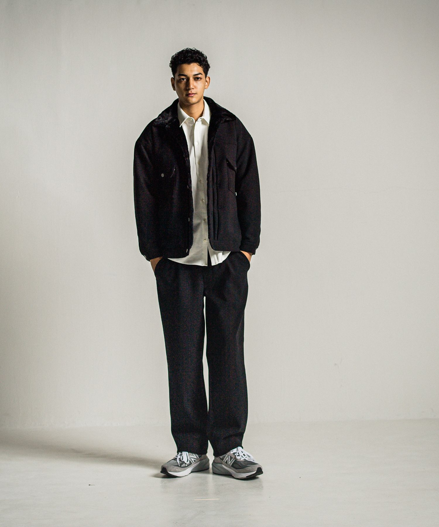 MELTON WIDE TUCK PANTS / RC34-ST-016WT / メルトンワイドタックパンツ / ブラック
