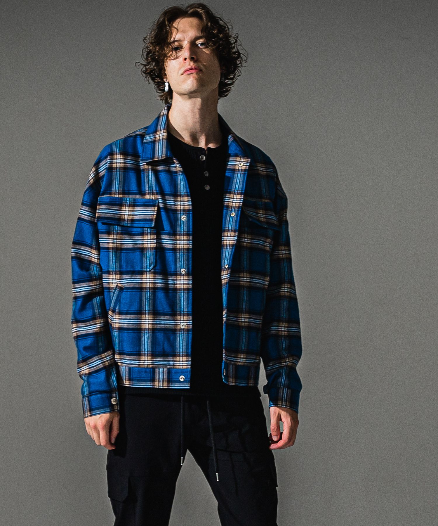 CHECK SHIRT JACKET / RC41-SH-003 / チェックシャツジャケット / ブルー (8月下旬入荷予定)