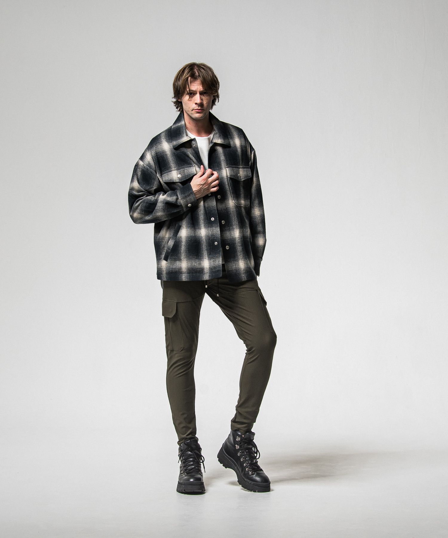 FLANNEL CHECK JK / RC38-JK-007 / フランネルチェックCPOジャケット / ブラック (10月中旬入荷予定)