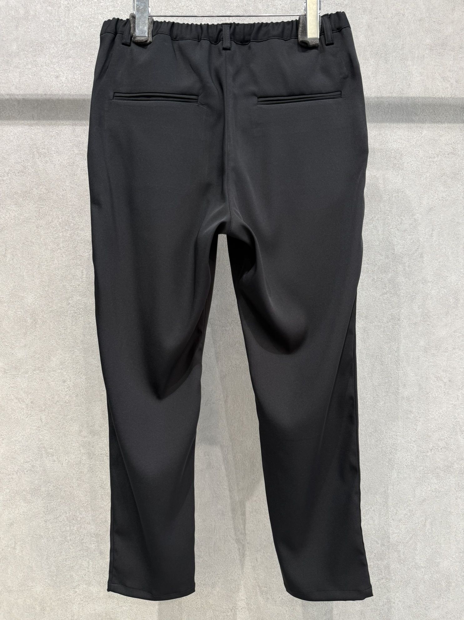 PAT WIDE EASY PANTS / RC39-ST-036BN / サテンワイドテーパードパンツ / ブラック