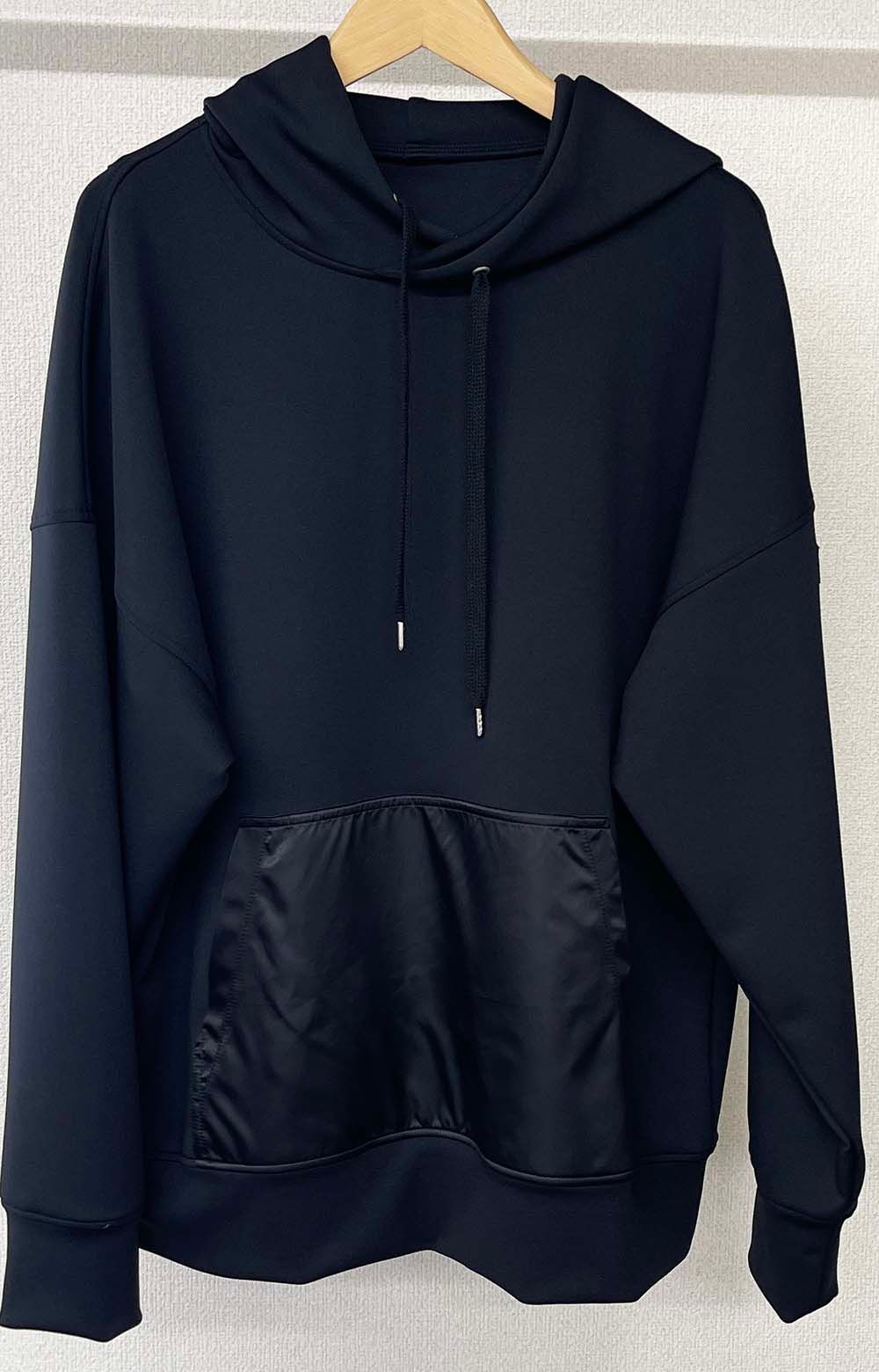 ANTIBACTERIAL NYLON LOOSE HOODIE / RC25-C-006 / ナイロンポケットパーカー / ブラック
