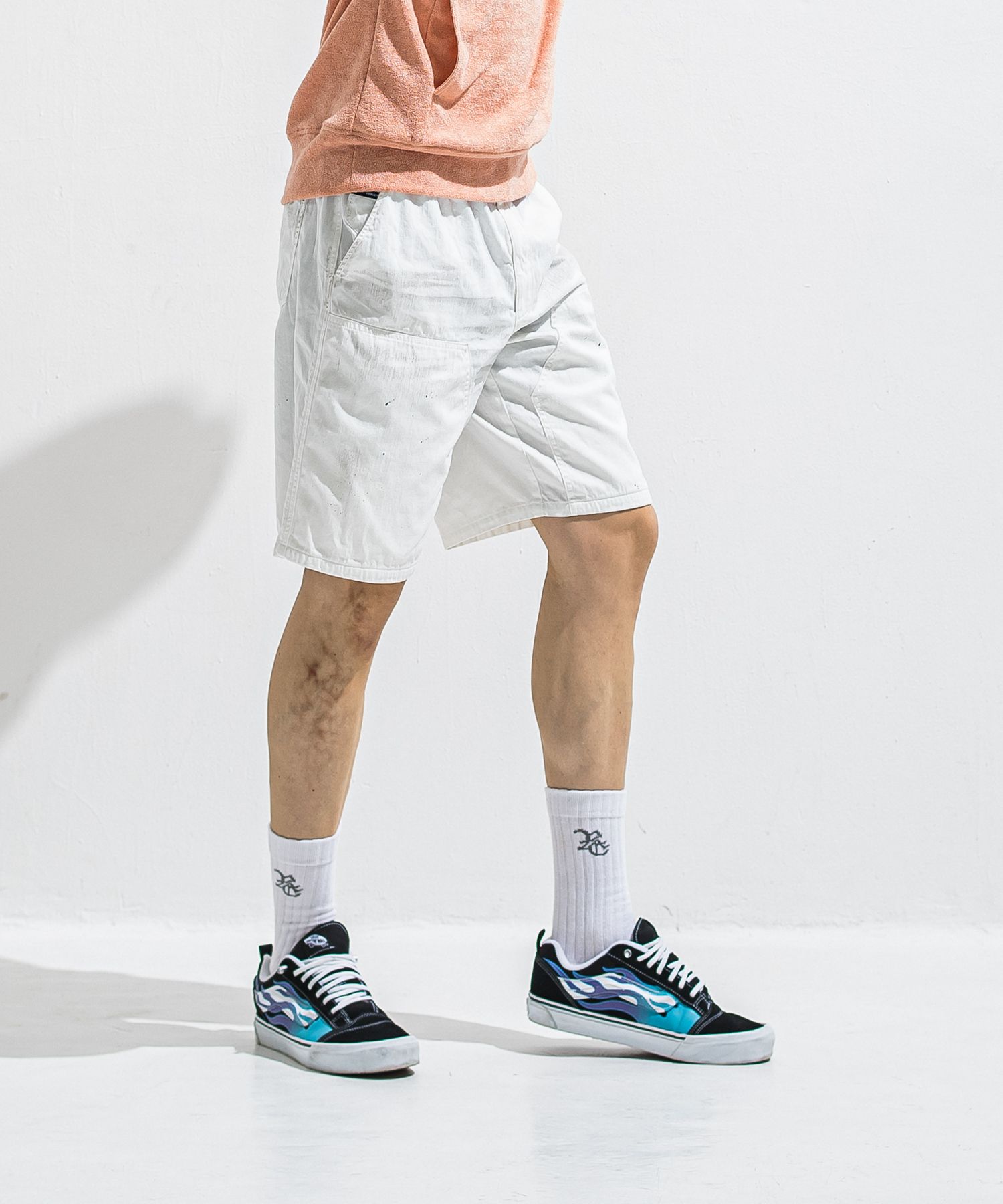 DOUBLE KNEE SHORTS / RC40-HP-007 / ダブルニーデニムハーフパンツ / ホワイト (6月上旬入荷予定)